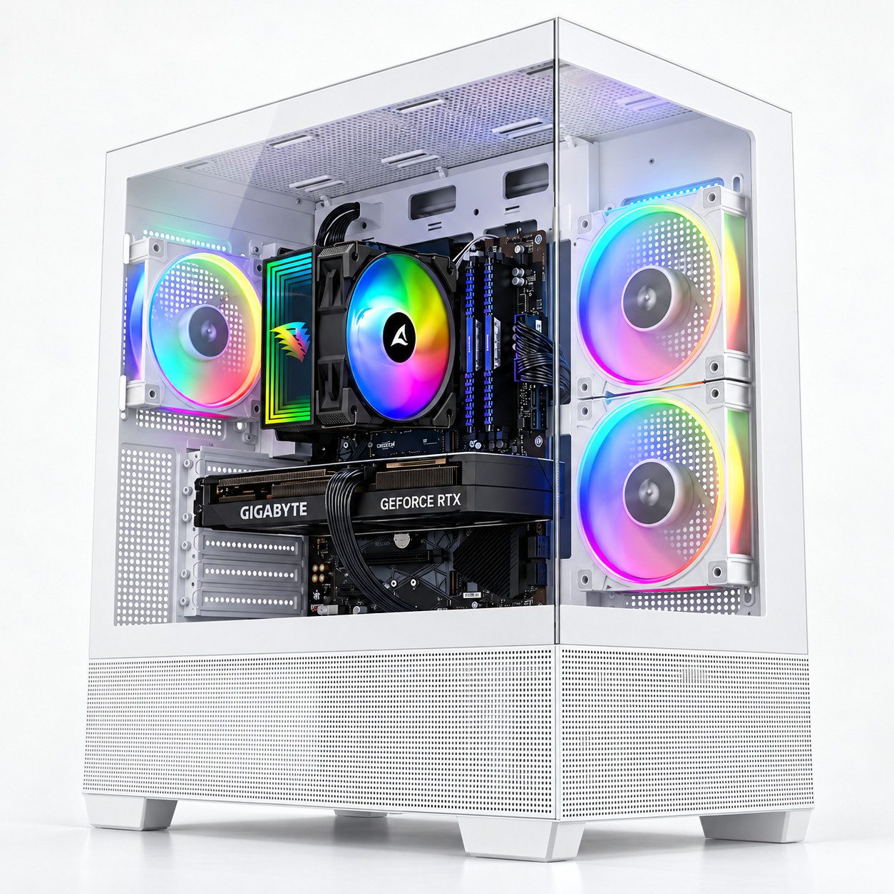 Meinpc Ryzen 5 mit RTX 5060 Gaming-PC (AMD Ryzen 5 5500, Geforce RTX 5060, 16 GB RAM, 500 GB SSD, Luft, RGB, Gaming, Gamer, White)