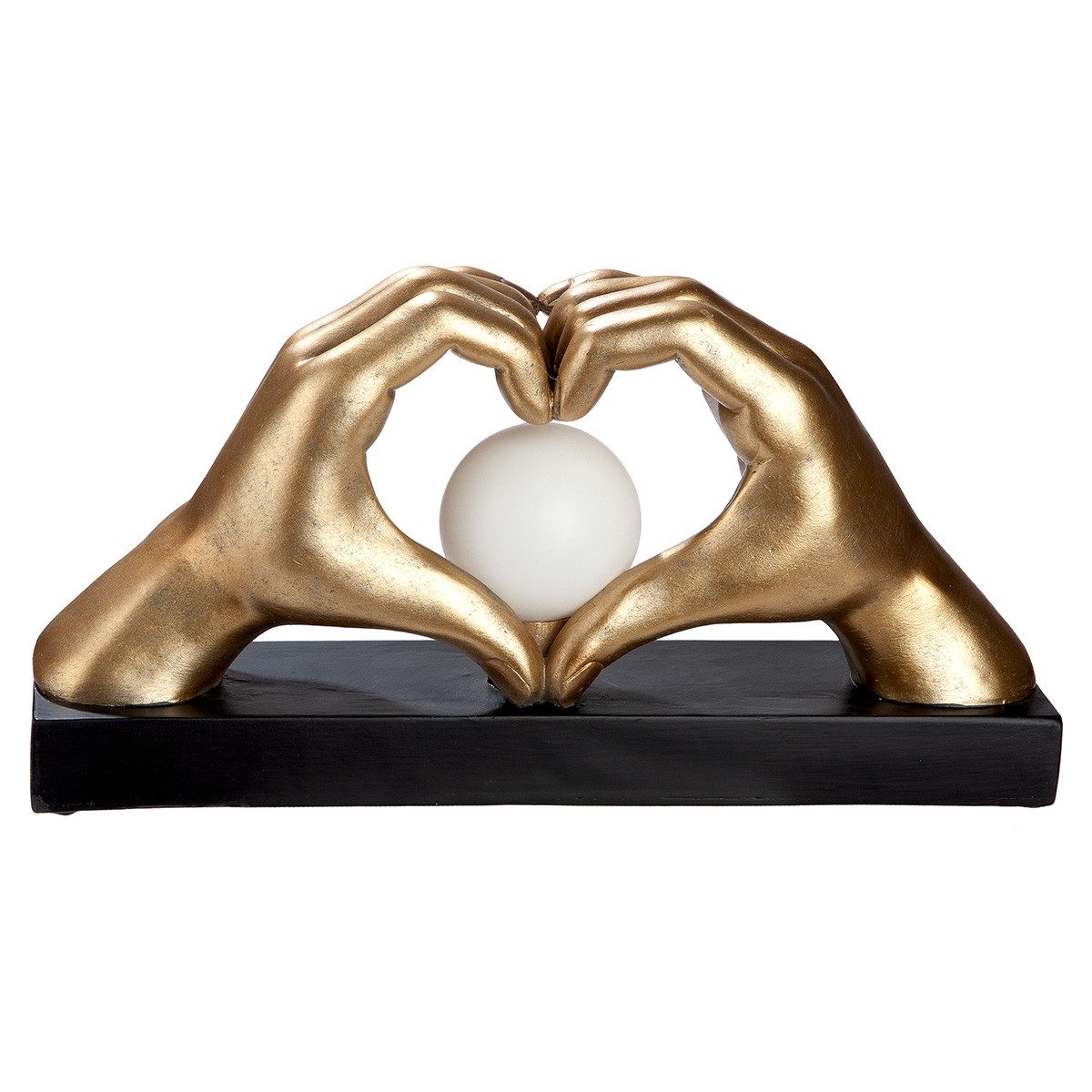 GILDE LED Tischleuchte LED Tischleuchte Amora Hands Hände Herz mit Leuchtkugel gold – Bild 4 von 5