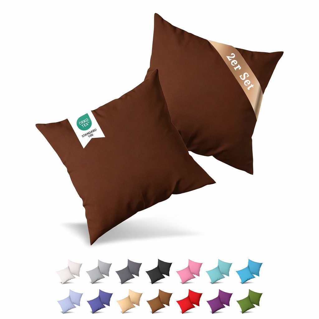 Buymax Kissenbezüge Kissenbezug 100% Baumwolle Premium Jersey, (2 Stück), Kissenhüllen, Reißverschluss, atmungsaktiv, unifarben, einfarbig