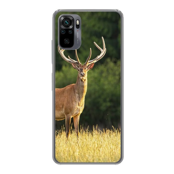 MuchoWow Handyhülle Hirsch - Geweih - Gras - Natur - Tiere - Grün Phone Case Handyhülle Xiaomi Redmi Note 10 Pro Silikon Schutzhülle