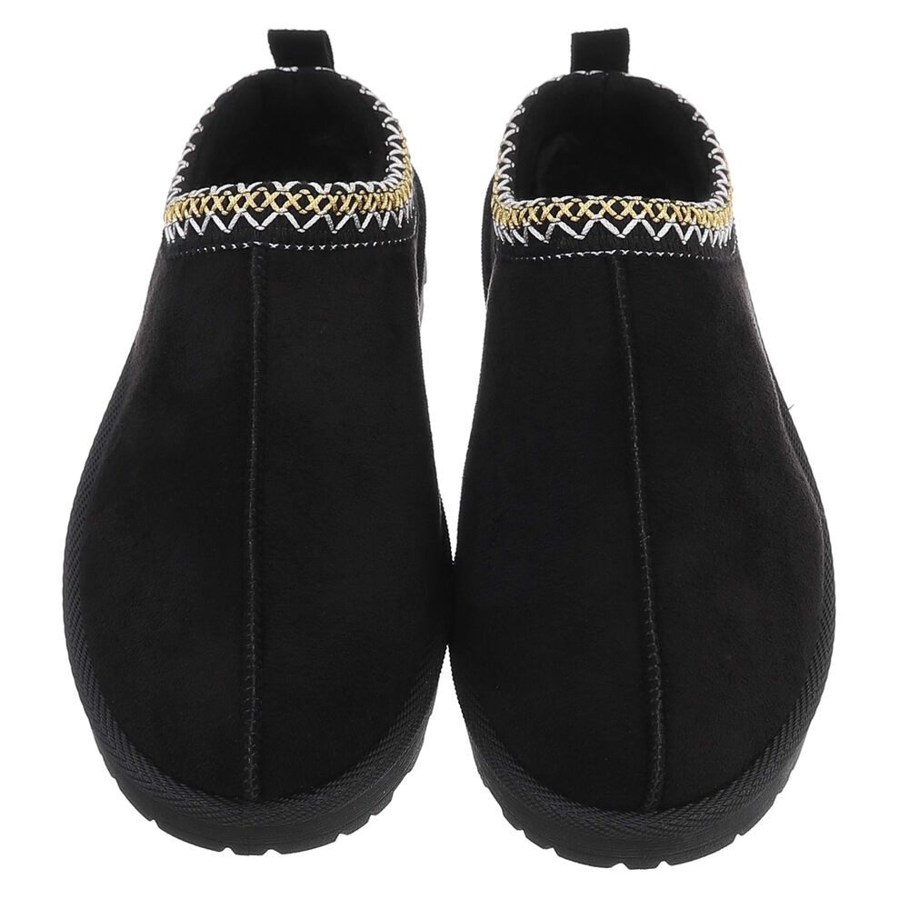 Ital-Design Bequeme Clogs für Damen mit dekorativen Details Snowboots (90457964) Flach Flache Stiefeletten in Schwarz