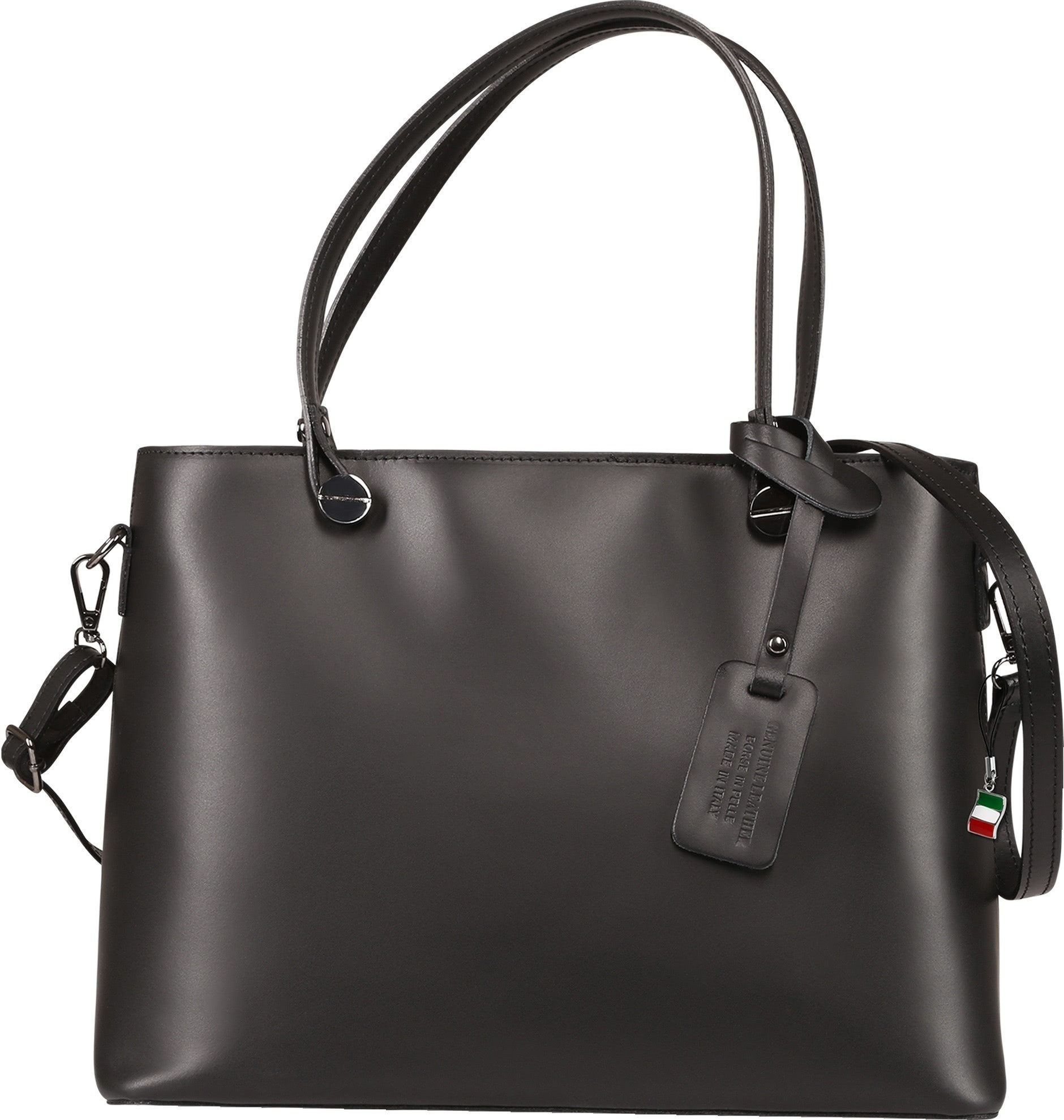 FLORENCE Schultertasche Florence Damen Schultertasche Tote Bag (Schultertasche), Damen Schultertasche Leder, schwarz ca. 28cm hoch