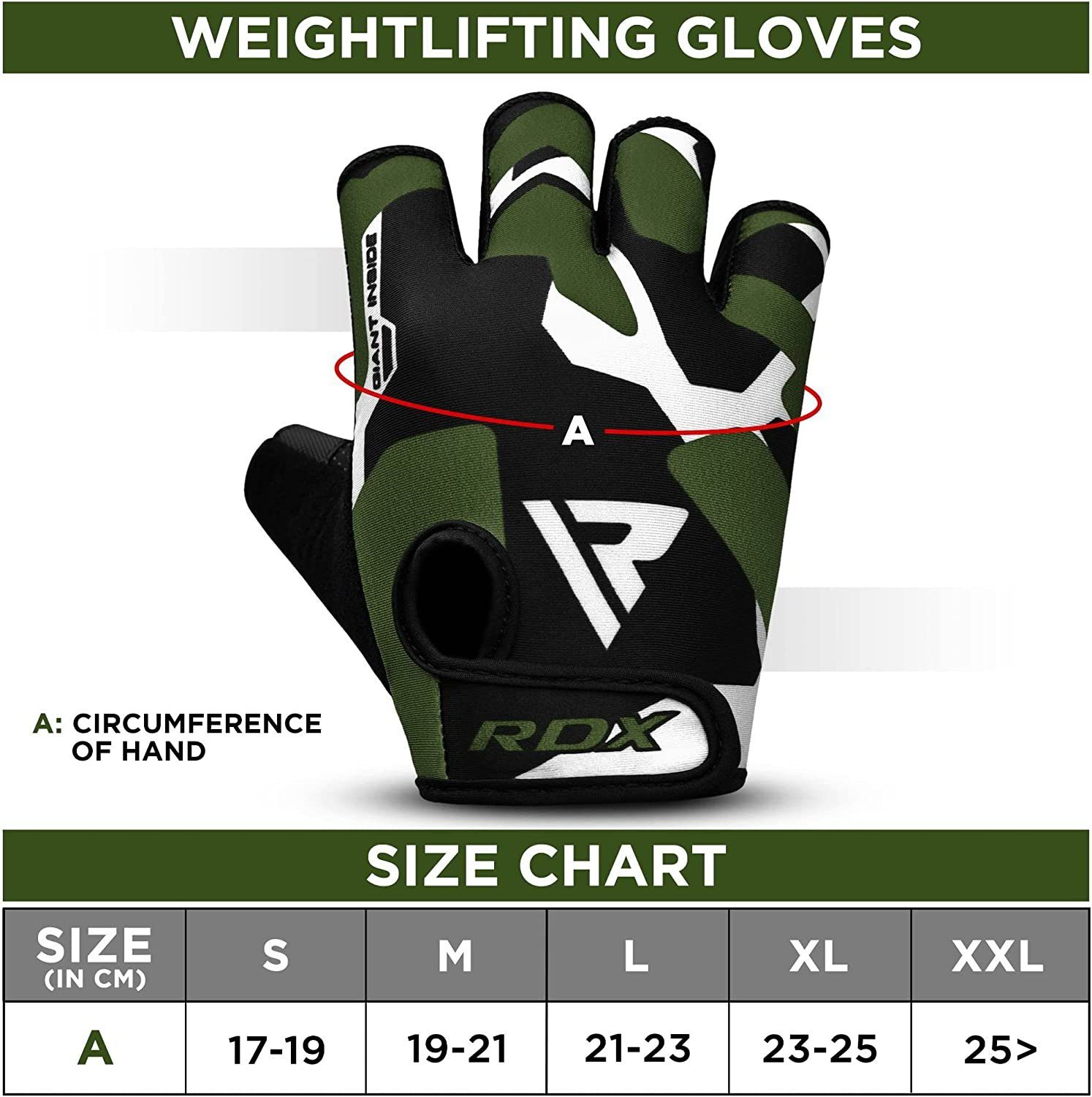 RDX Trainingshandschuhe RDX Fitness Handschuhe, Trainingshandschuhe, Handgelenkschutz Workout GREEN