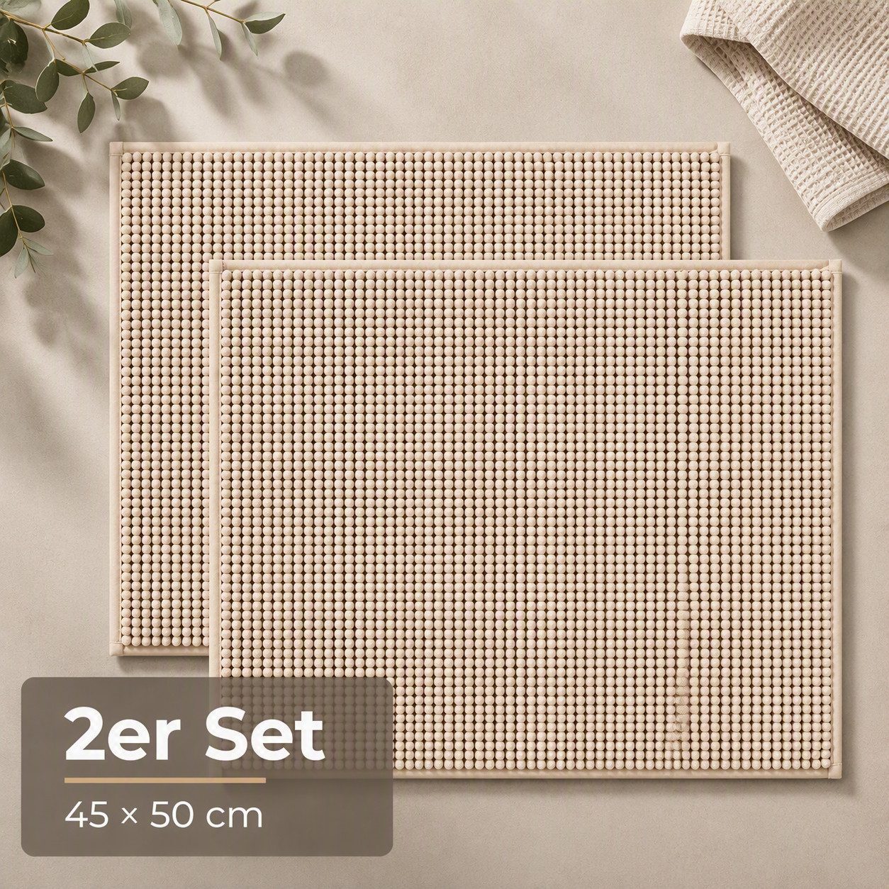 OTTO home Badematte Vanessa Chenille, Standard & Premium, 15cm oder 20cm, auch als 2er Set, rutschhemmend beschichtet, schnell trocknend, strapazierfähig, fußbodenheizungsgeeignet, Polyester, rechteckig, 2-tlg. 45 cm x 50 cm, Uni Farben, besonders weich, flauschig, Badvorleger