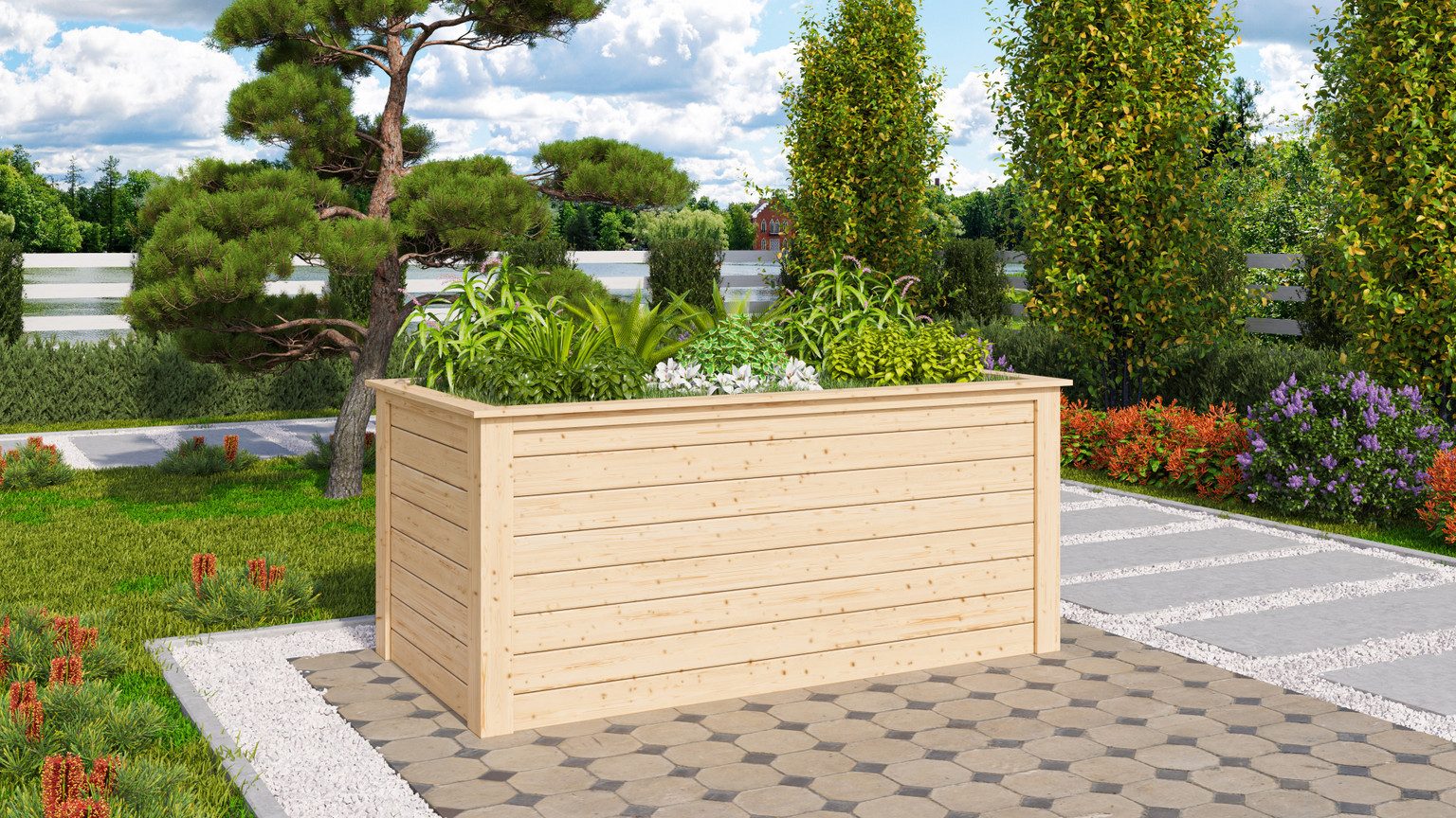 Karibu Hochbeet Karibu Hochbeet Steck- / Schraubsystem 28 mm, Typ 1, 28 mm, natur, 1490 Liter, 2,4 m², inkl. feuchtigkeitshemmender