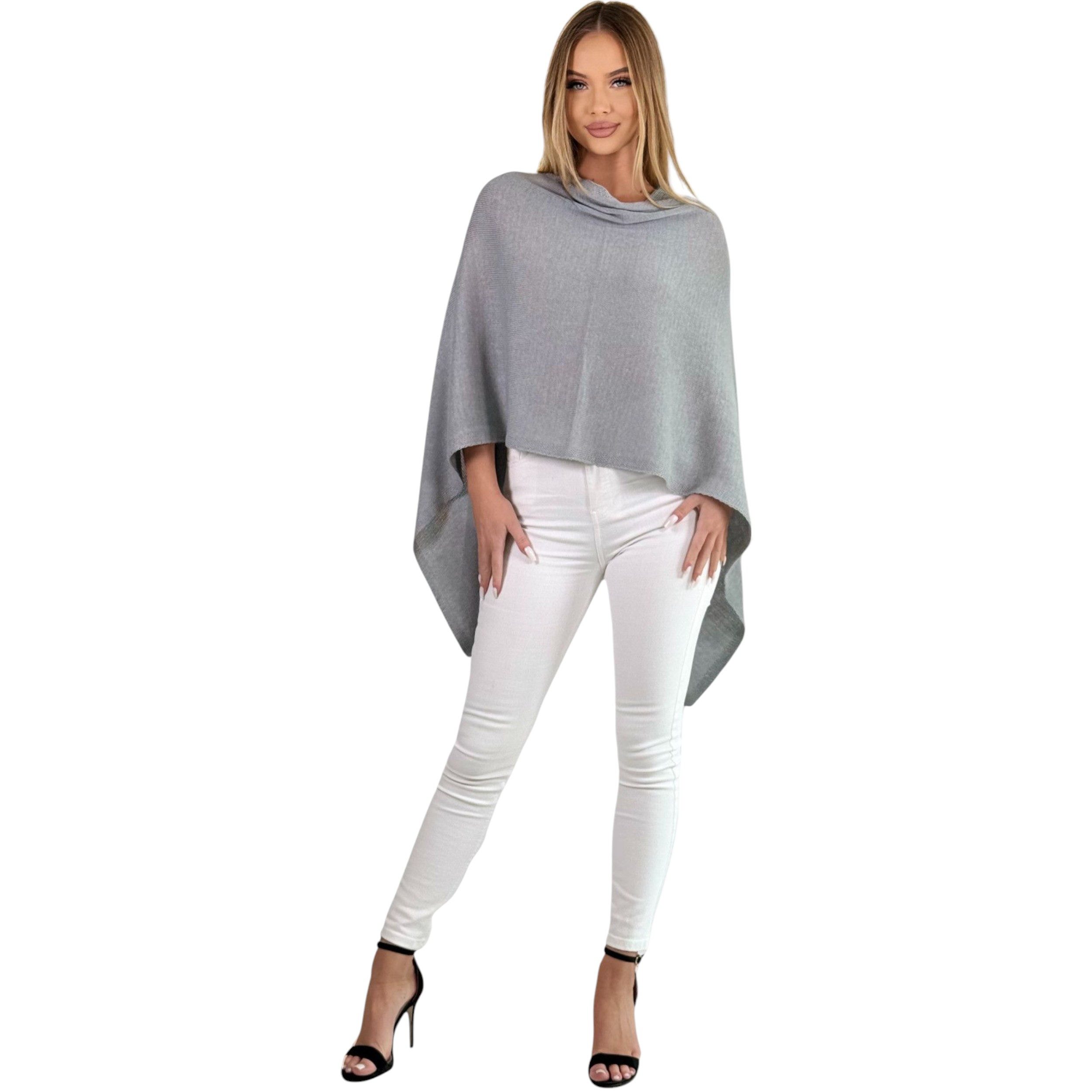 Mississhop Strickponcho Damen Poncho Cape Überwurf Strickponcho feiner Strick 221