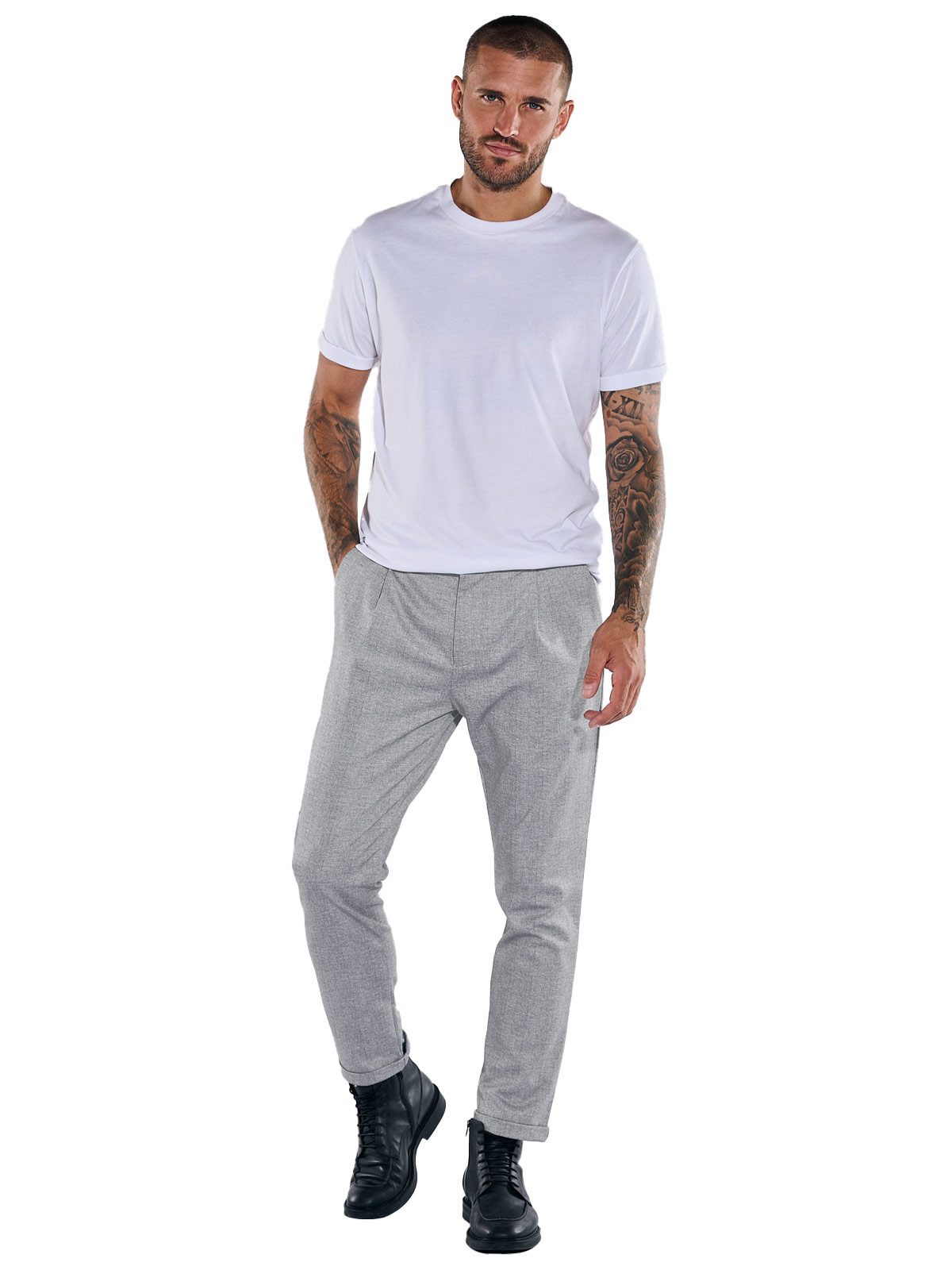 emilio adani Stoffhose Herren Hose, Silbergrau