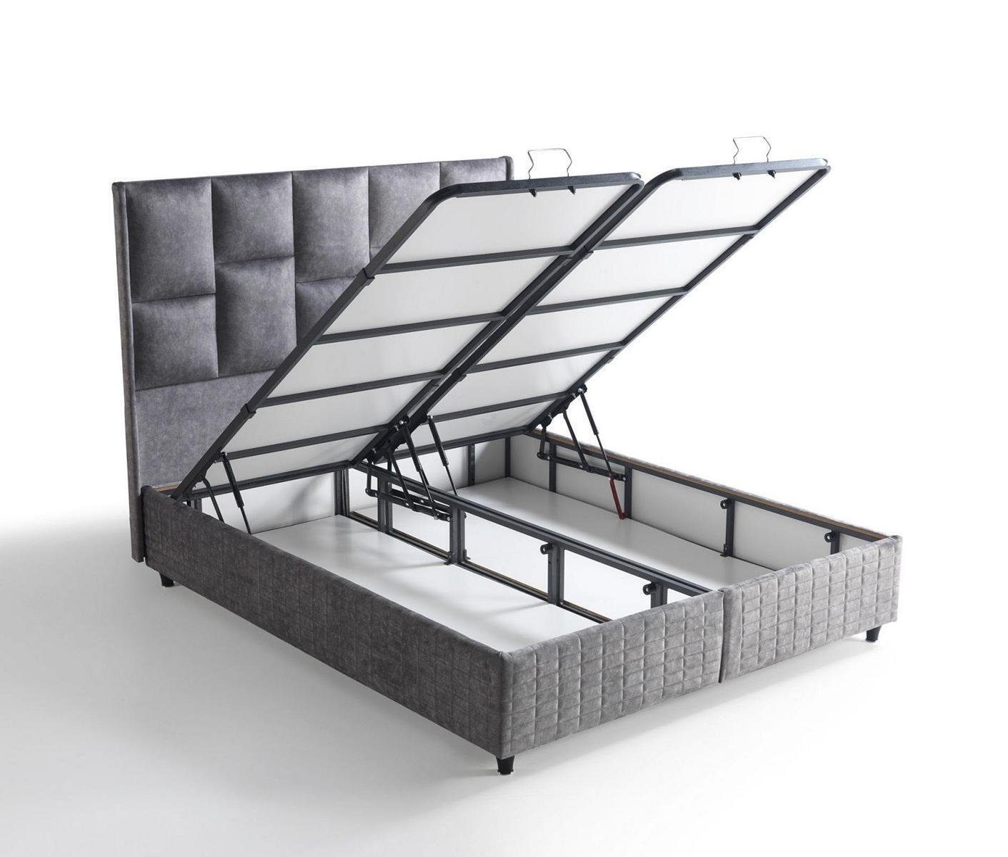 Luxus JVmoebel Europe Bett Beige (Bett), Silber In Schlafzimmer Design Bett Polster Betten Möbel Made
