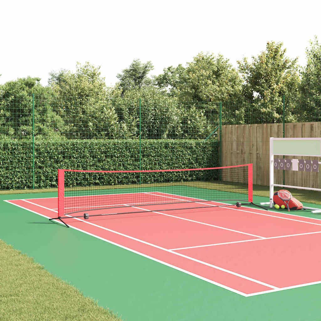 vidaXL Fußballtor 396 x 92 x 87 cm Tennisnetz Schwarz und rot 396x92x87 cm Polyester mob