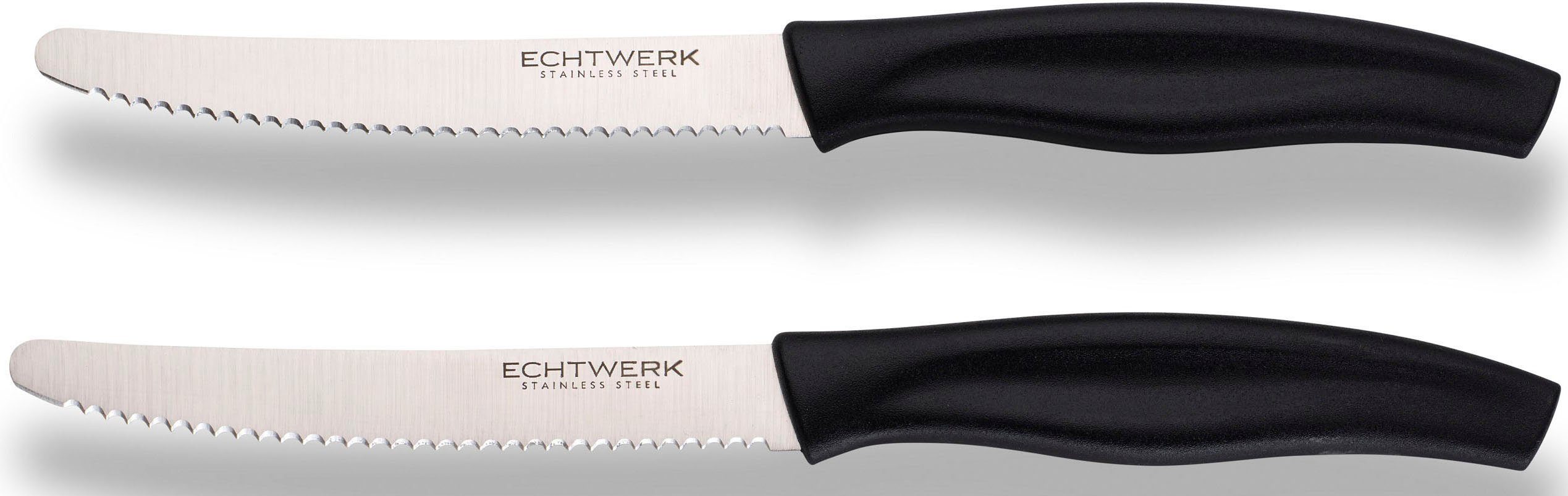 ECHTWERK Besteck-Set (Brötchenmesser) (2-tlg), 2 Personen, Edelstahl, Kunststoff, Wellenschliff, ergonomischer Griff aus Kunststoff