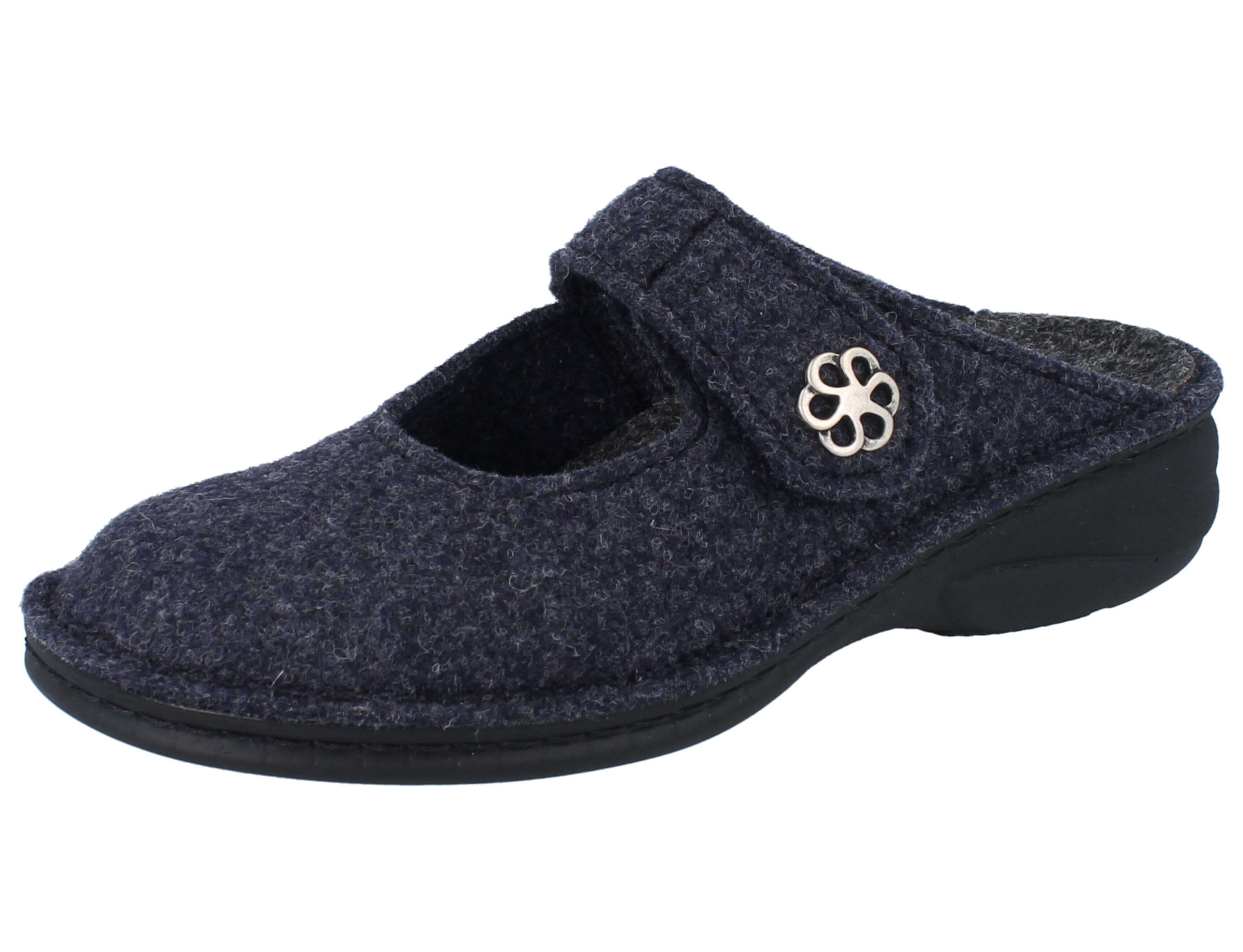 FINN COMFORT Brig Damen Hausschuhe dunkelblau Wollfilz - Größe: 36 Clog