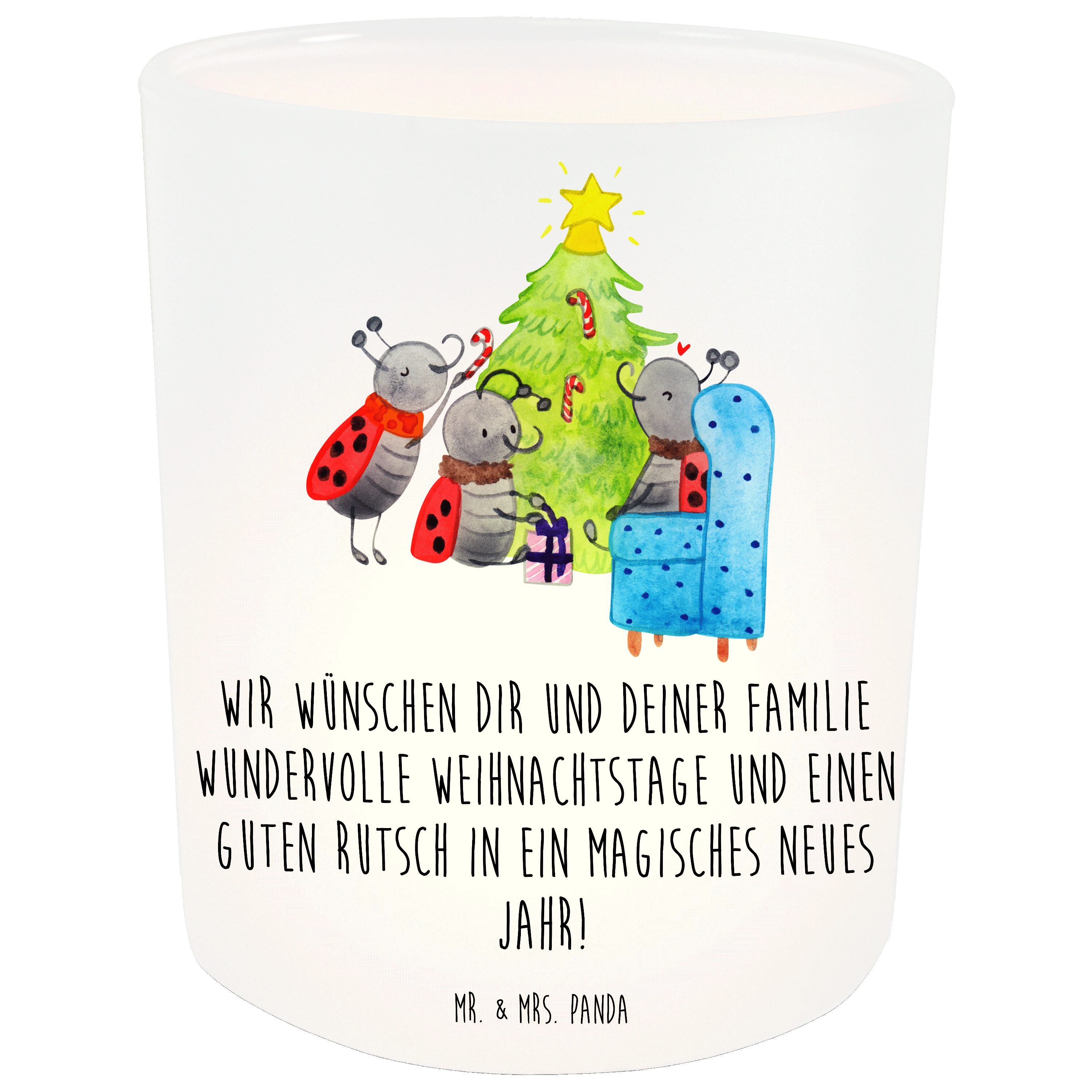 Mr. & Mrs. Panda Windlicht Weihnachten Smörle - Transparent - Geschenk, Windlicht Kerze, Weihnac (1 St)