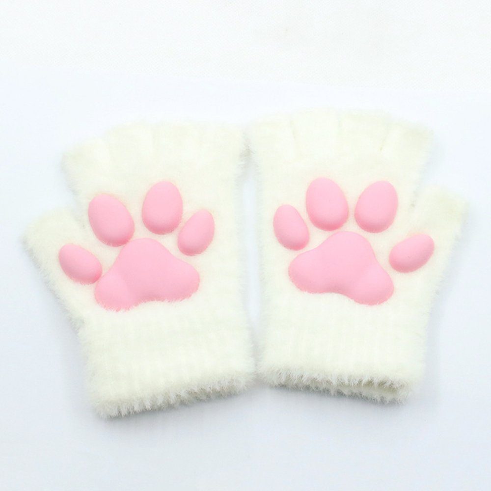 ZanMax Trikot-Handschuhe 3D-Silikon-Strick-Katzenkrallen-Damenhandschuhe (Einheitsgröße) Weiß