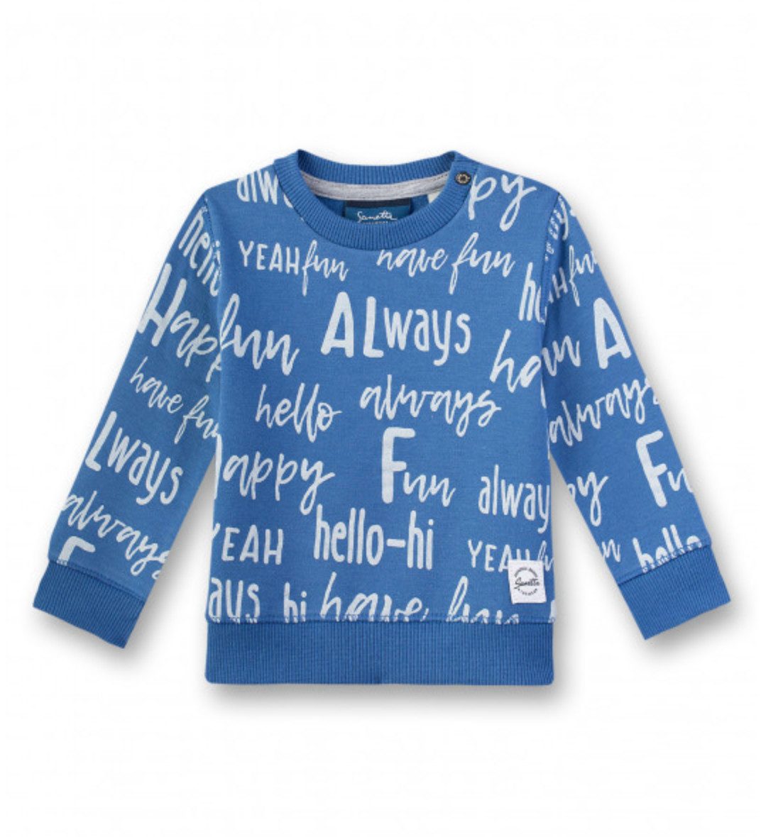 Sweater Baby Jungen Sweatshirt mit Allover-Schriftprint, innen angeraut