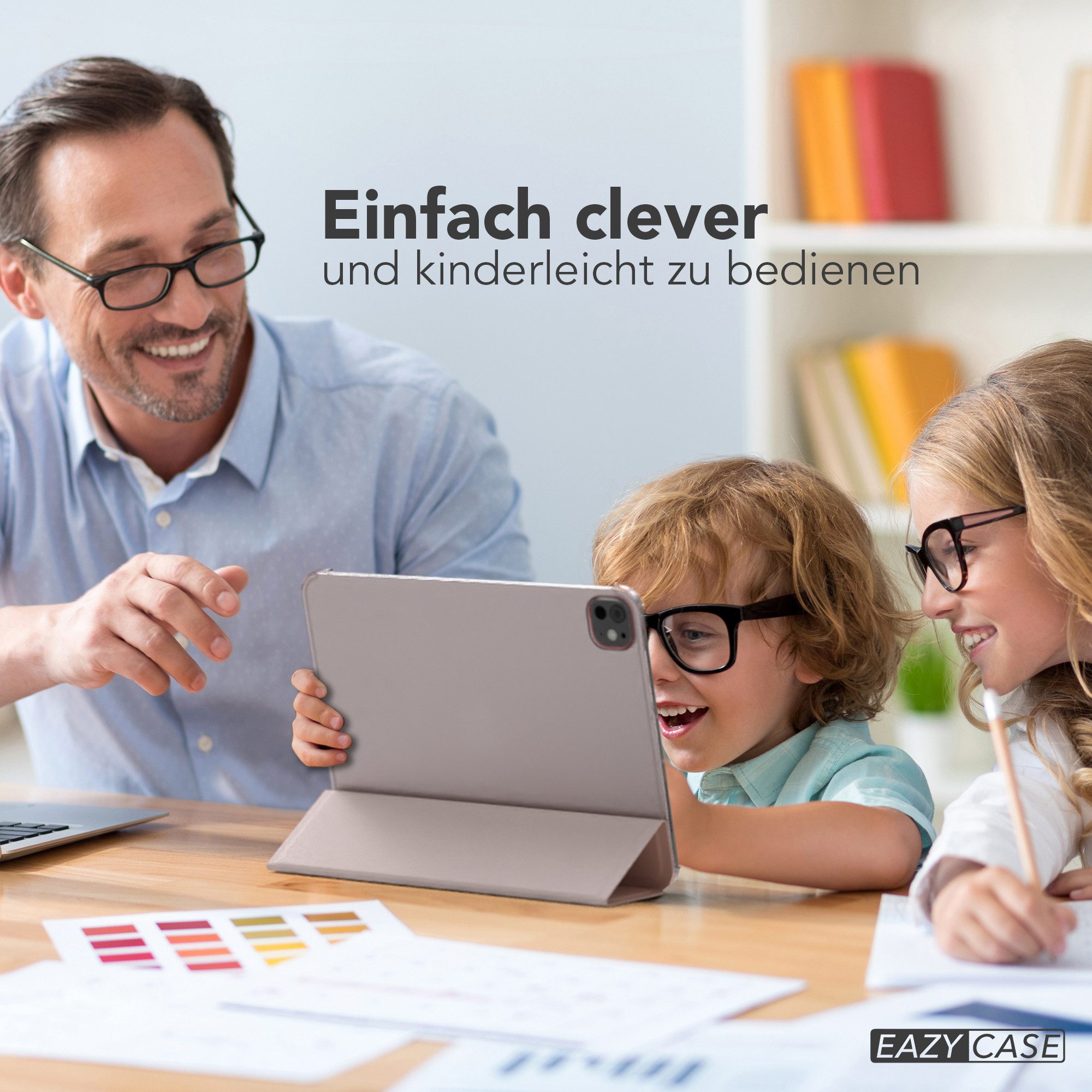 EAZY CASE Tablet-Hülle Smart Case Apple für iPad Pro 11 (2024) 11 Zoll, Tabletschutz Tabletcase kratzfeste Schutzabdeckung Flip Etui Rosé Gold – Bild 3 von 5
