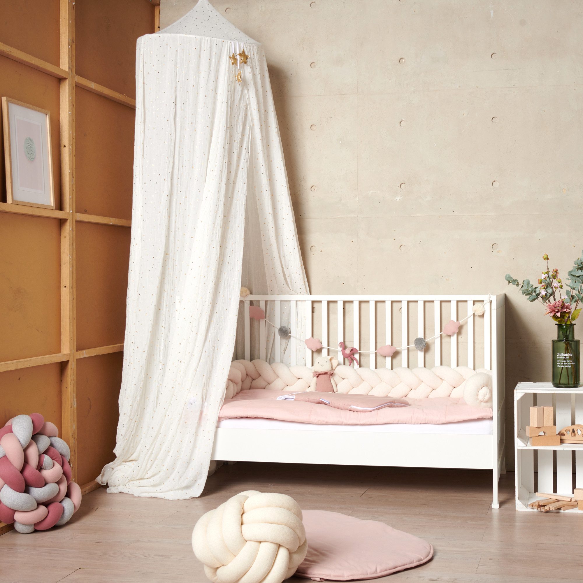 Nordic Coast Company Wanddekoobjekt Baby Wandgirlande Dino Schwan Flamingo Pompom, Babyzimmer Deko Wand Deko Kinderzimmer Baby Geschenk