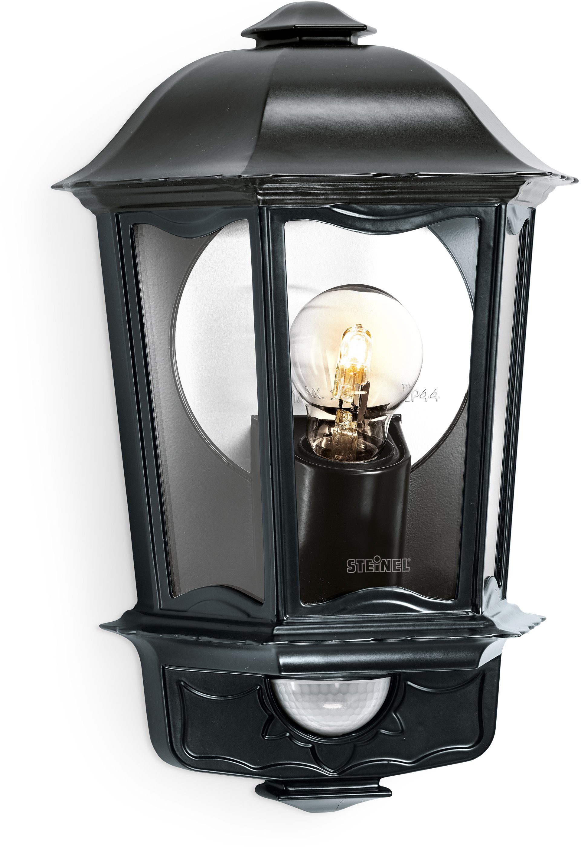 steinel Außen-Wandleuchte L 190, Bewegungsmelder, Leuchtdauer einstellbar, Nachtlichtfunktion, Softlichtstart, Tageslichtsensor, mehrere Helligkeitsstufen, Leuchtmittel wechselbar