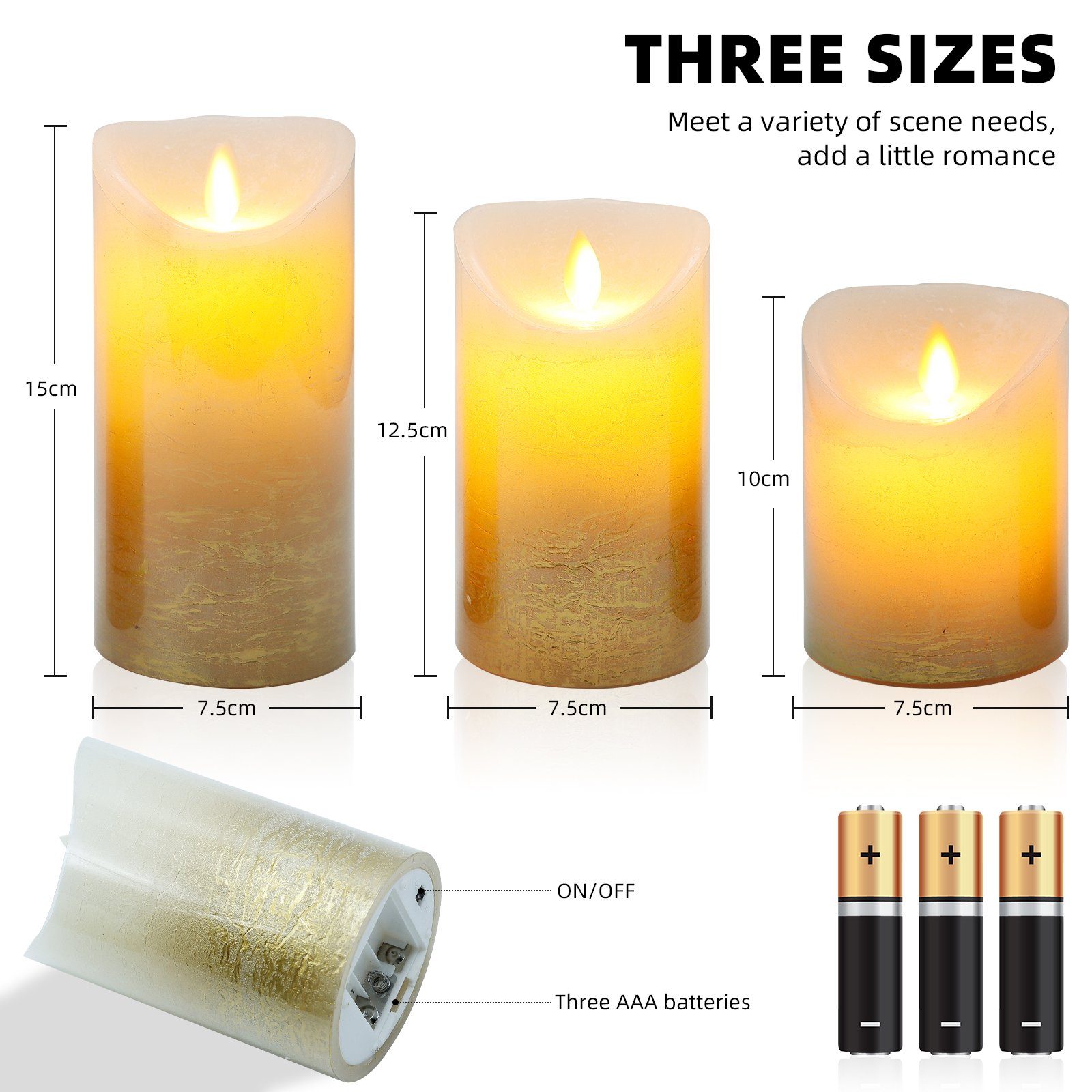 CCLIFE LED-Kerze LED Свечи flammenlose Echtwachs mit Farbverlauf pulverbeschichtet (LED-Kerze, LED-Kerze)