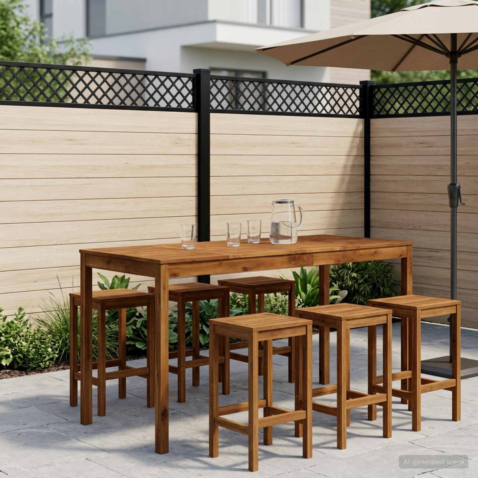 vidaXL Bartisch vidaXL Gartenbar-Tisch Natur 196 x 80,5 x 105 cm Massivholz Akazie