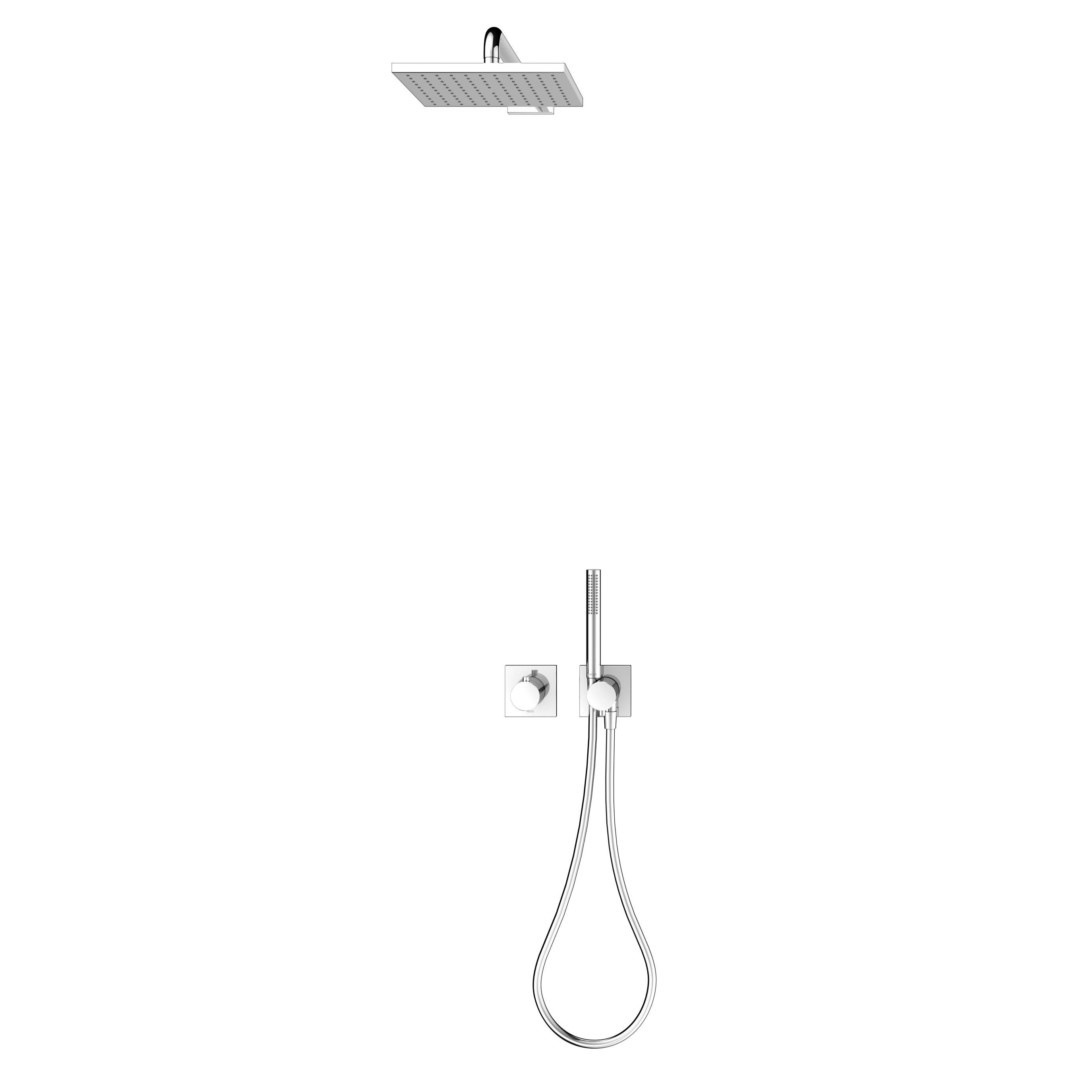 Keuco Duschsystem IXMO, Höhe 38.00 cm, Set, mit Unterputz-Grundkörper & Umstellventil, eckige Rosetten, verchromt