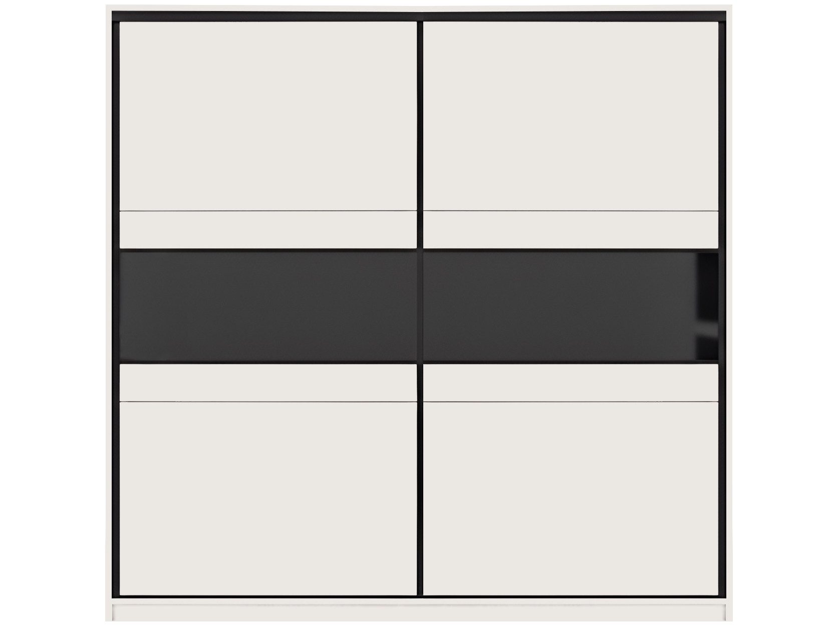 Beautysofa Schwebetürenschrank MONROE 226 cm in Kaschmir (Kleiderschrank mit 2 Schiebetüren, Schrank mit schwarzem Rahmen und Glasstreifen) Kleiderstangen, Einlegeböden und Schubladen