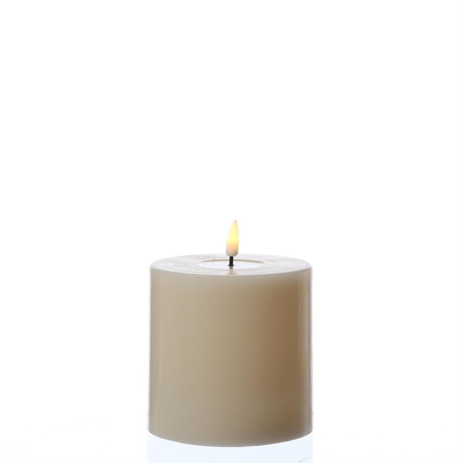 Deluxe Homeart LED-Kerze Mia Deluxe Echtwachs Wachsspiegel flackernd H: 10cm D: 10cm creme