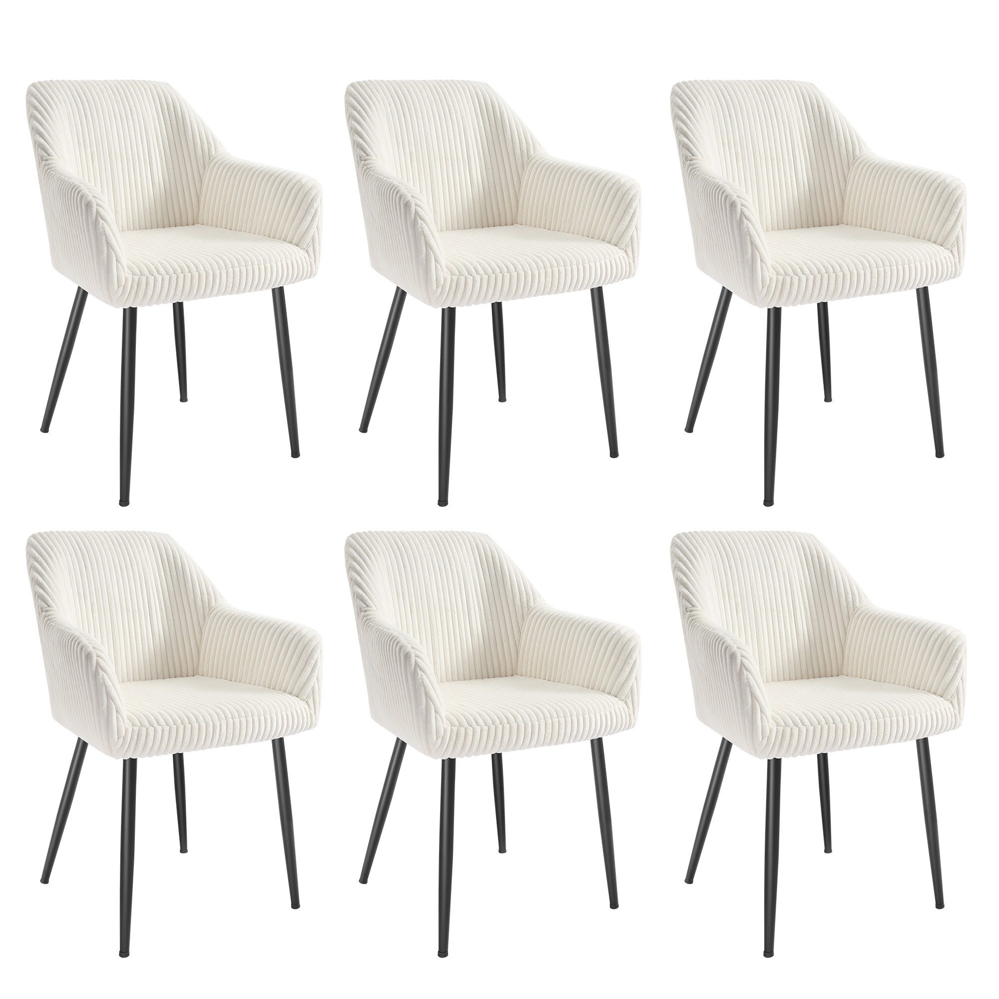 SONGMICS Esszimmerstuhl (6 St), Polsterstuhl mit Metallbeine, Samt, für Schminktisch,6 er Set