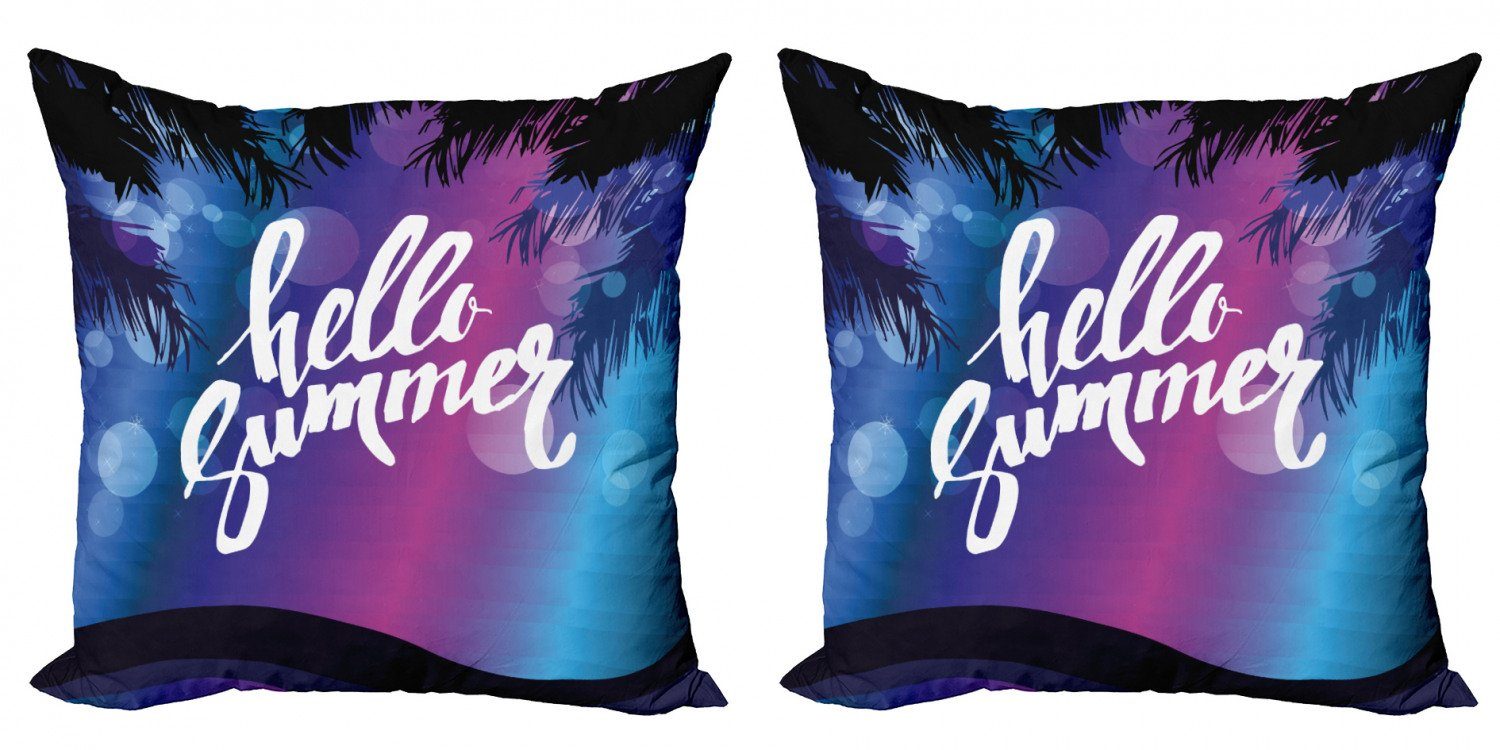 Kissenbezüge Modern Accent Doppelseitiger Digitaldruck, Abakuhaus (2 Stück), Hallo Sommer Vivid Nacht Palms
