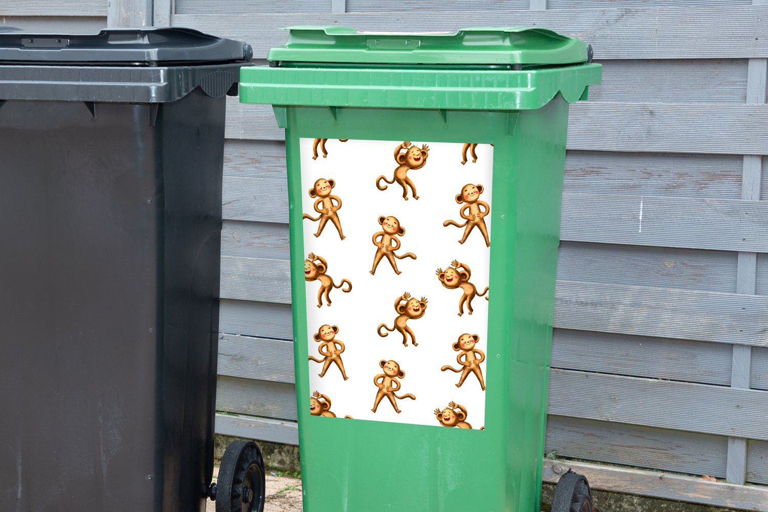 - Mülleimer-aufkleber, St), Affe MuchoWow Mülltonne, - Container, Wandsticker Sticker, Abfalbehälter Kinder (1 Design