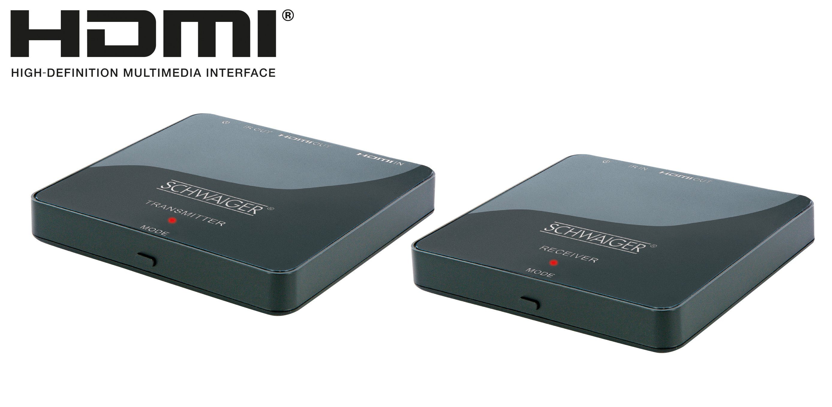 Schwaiger HDMI Funk Set HDFS100511 Video-Adapter, Wireless, Full HD, Sender  und Empfänger, für Fernseher oder Beamer