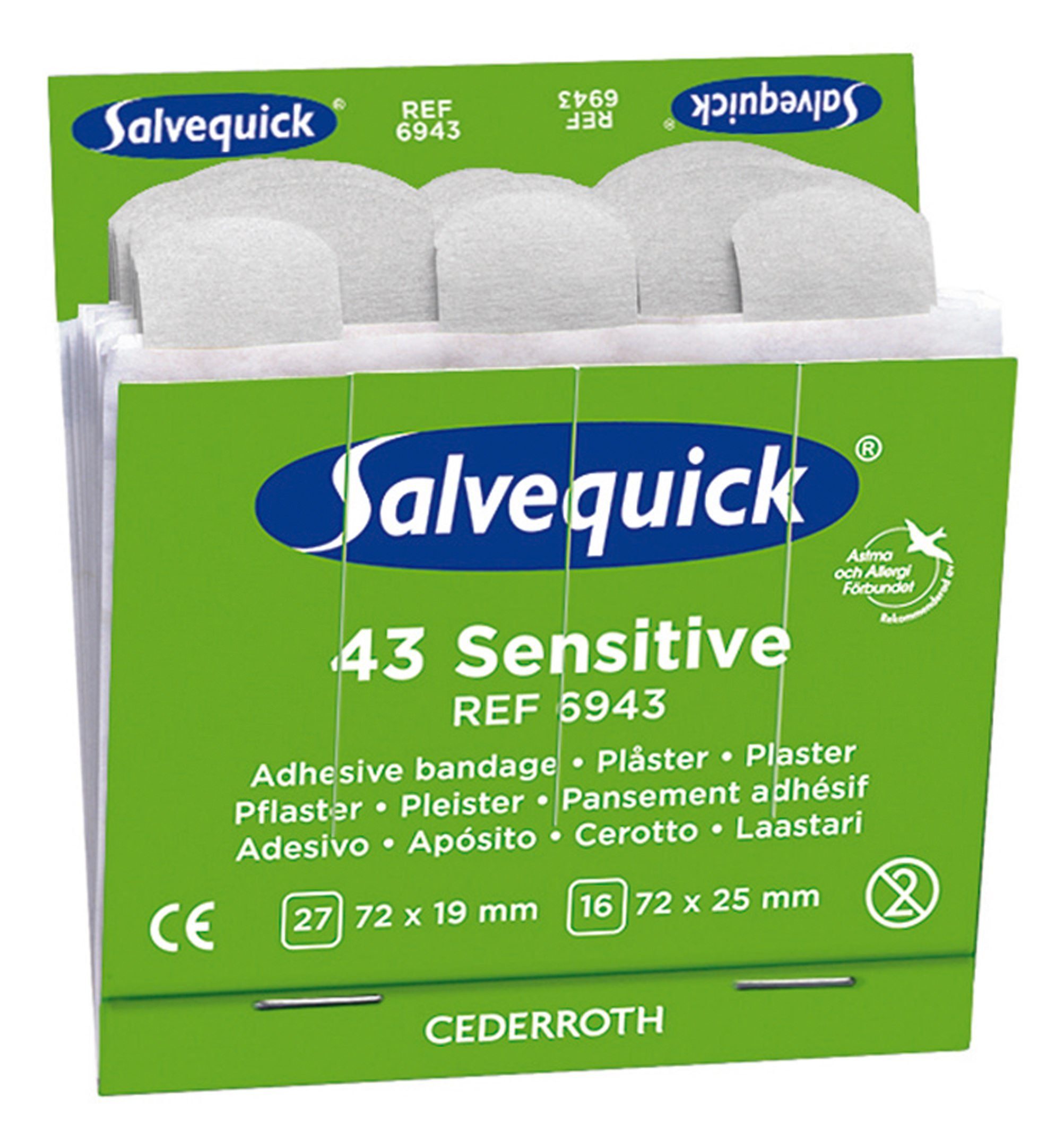 Salvequick® Erste-Hilfe-Set, Nachfülleinsätze 6 x 43 Pflaster Sensitive