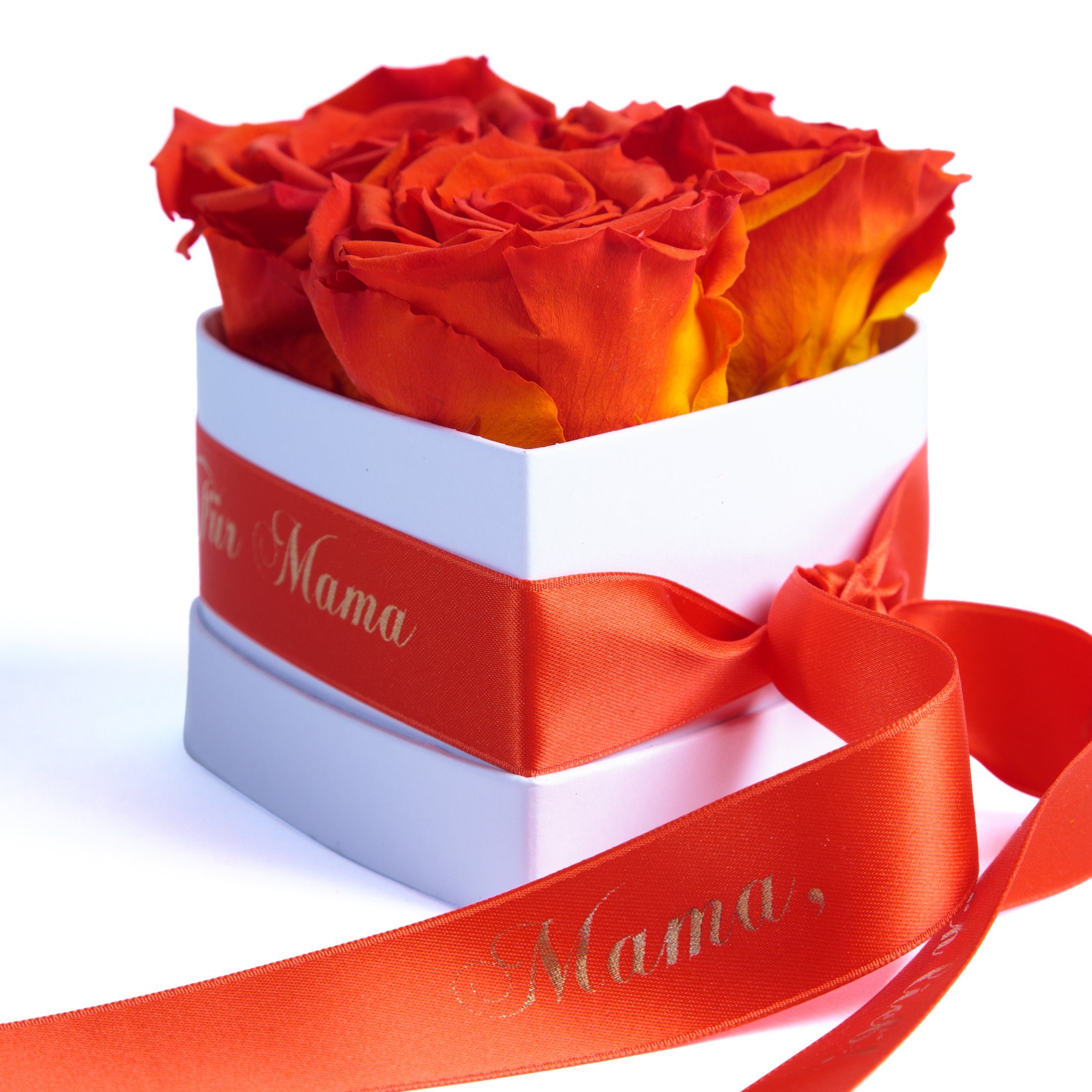 zu Geschenk Mama, Herz Rosen Infinity Rosen Jahre Orange ROSEMARIE haltbar Dich echte lieb Kunstblume bis Heidelberg, Rosenbox Höhe Rose, 3 hab ich 3 10 SCHULZ cm,