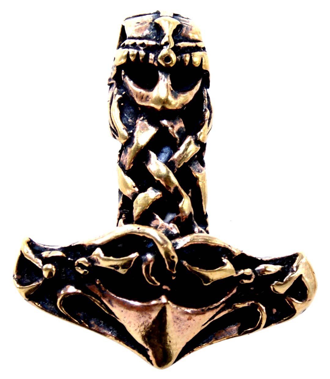 Mjölnir Helm Thorshammer Wikinger Hammer Bronze Thorhammer Anhänger of Leather Kiss Thor Kettenanhänger