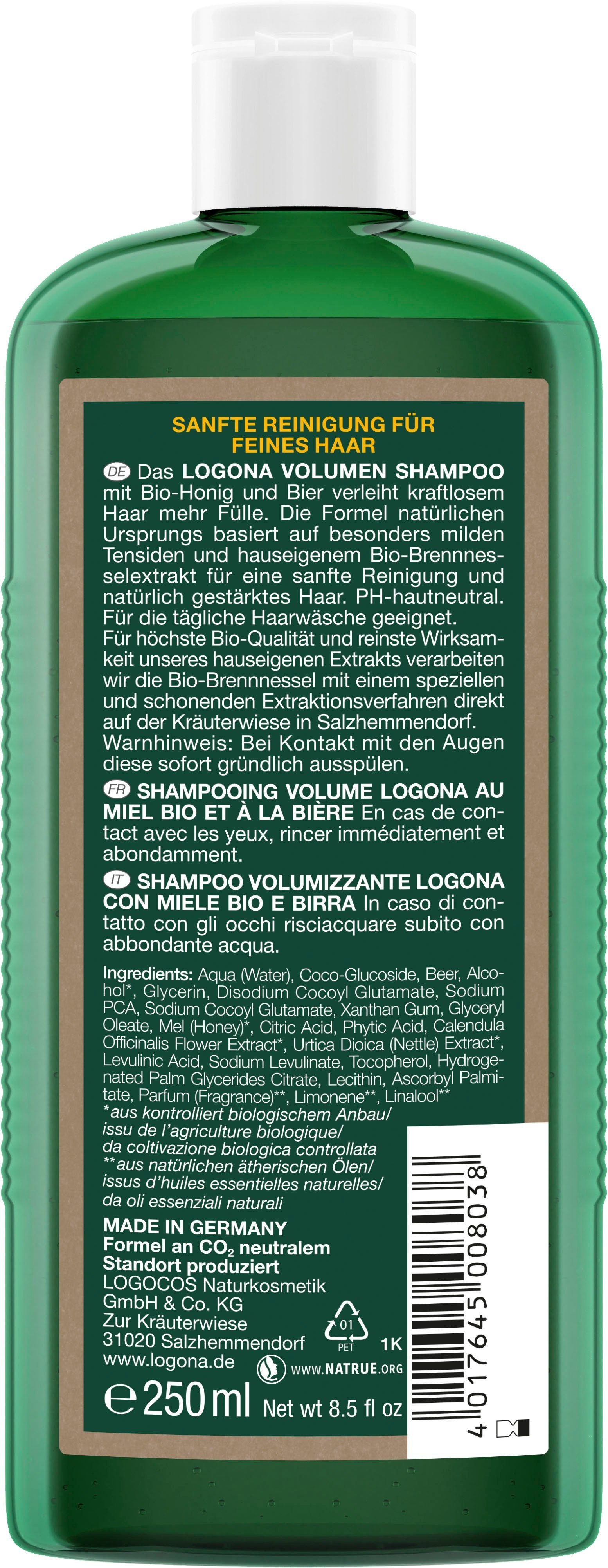 & Logona LOGONA Bio-Honig Haarshampoo Shampoo Volumen Bier