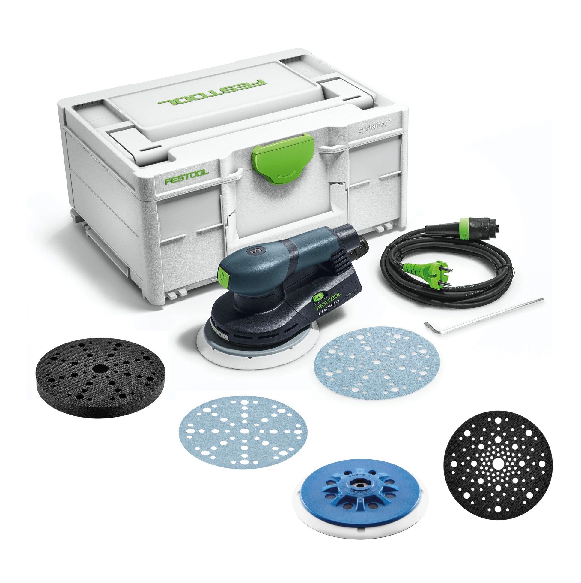 FESTOOL Exzenterschleifer ETS EC150/3 EQ-Plus Exzenterschleifer 400 W 150 mm Brushless + 250x
