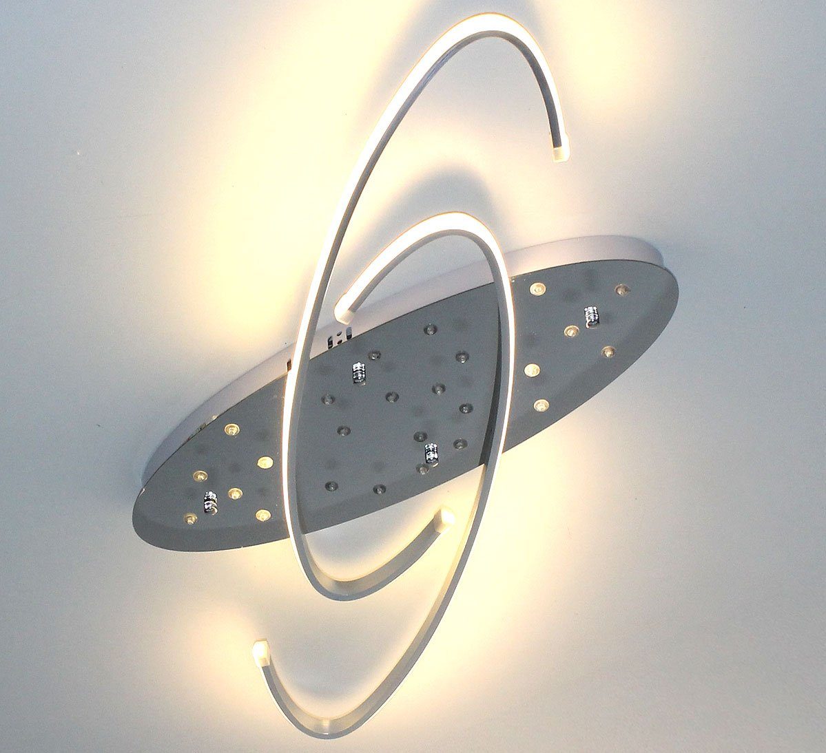Lewima LED Deckenleuchte Tibro, XXL für RGB der Stufenschaltung 80cm mit oval, Decke LED Hauptbeleuchtung Sternenhimmel und Kaltweiß, Subbeleuchtung in in Deckenlampe Fernbedienung Warmweiß, mit Farbwechsel