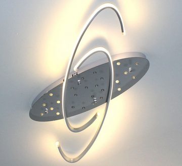 Lewima LED Deckenleuchte Tibro, XXL 80cm Sternenhimmel Deckenlampe mit RGB Farbwechsel oval, LED für Hauptbeleuchtung in Warmweiß, Subbeleuchtung der Decke in Kaltweiß, mit Fernbedienung und Stufenschaltung