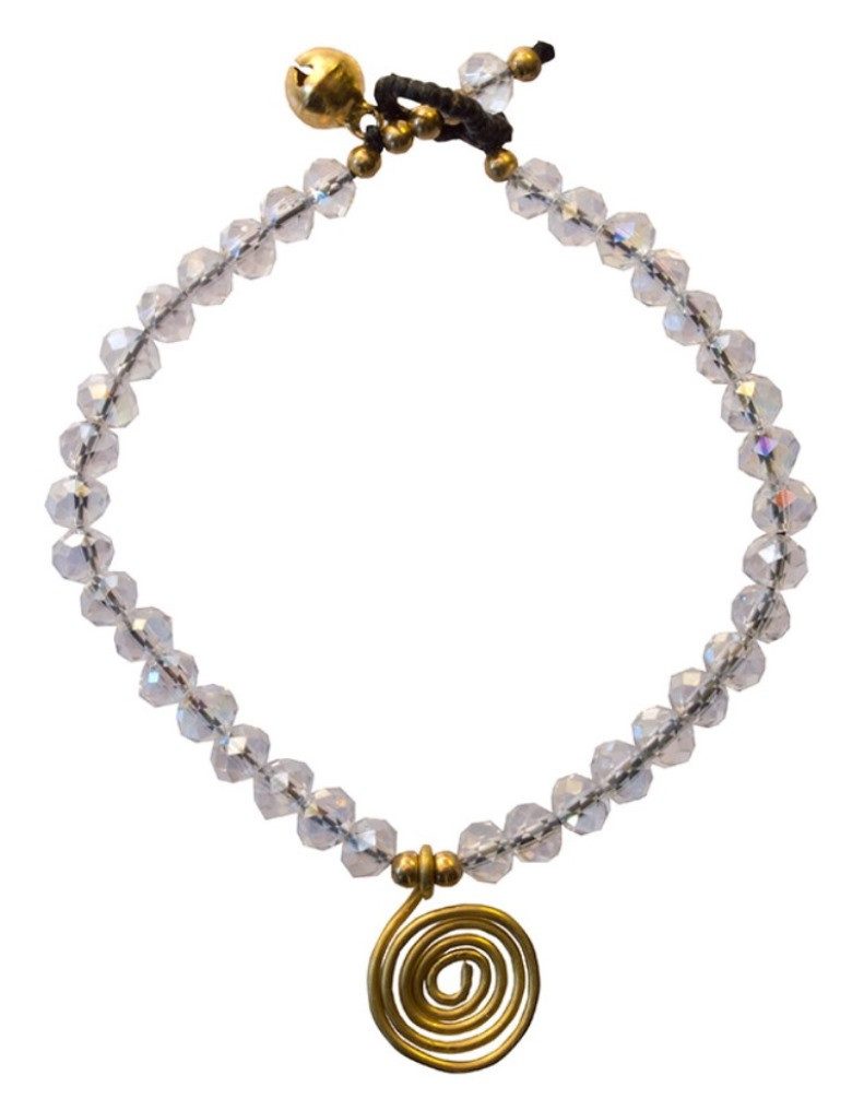 Armkette Armkettchen "Spirale" mit 33 Glasperlen, crystal 18cm
