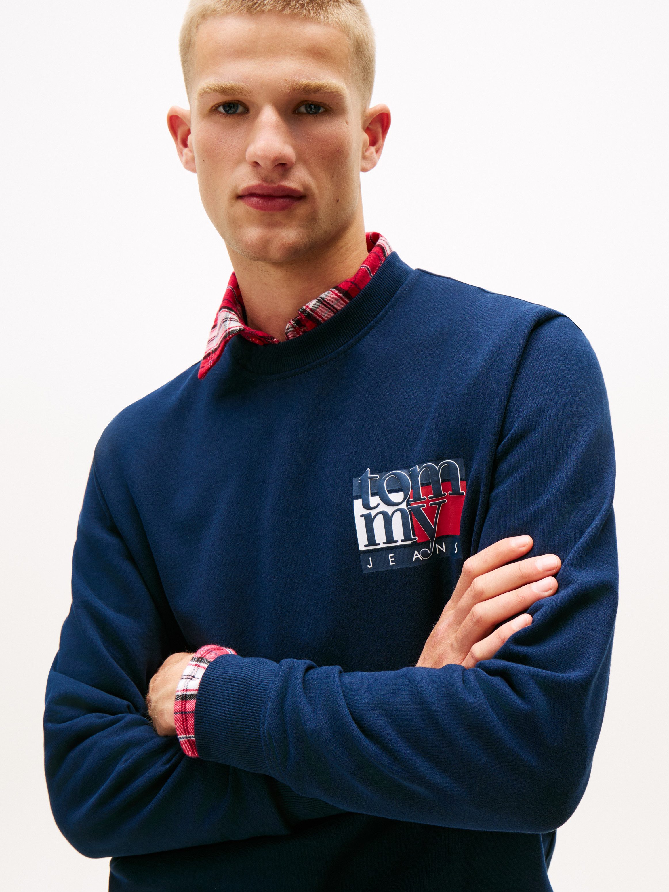 Tommy Jeans Sweatshirt TJM RWB FLAG Rundhals, regular fit, Print, Rippbündc günstig online kaufen