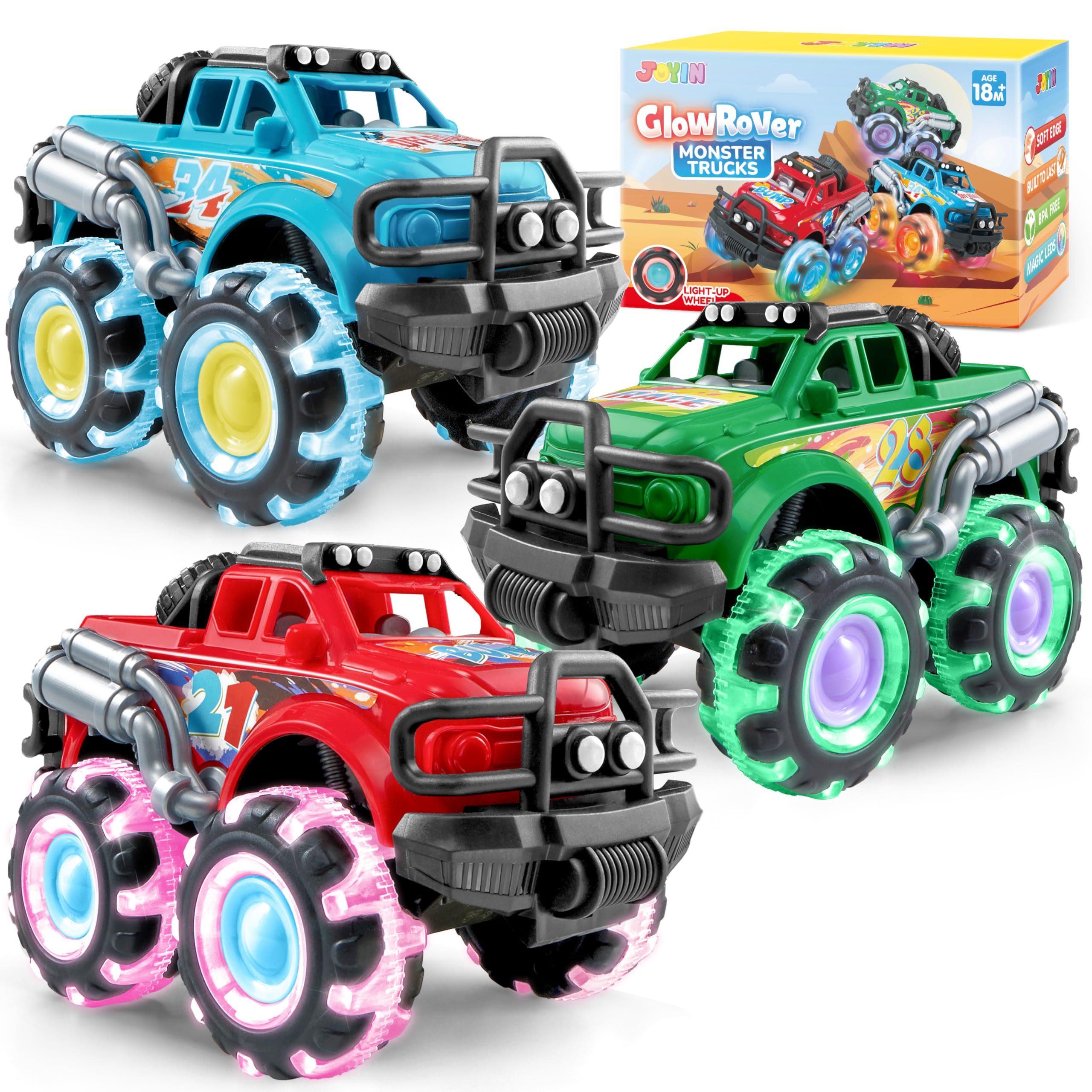 Vroomix Spielzeug-Monstertruck Vroomix 3er-Pack Monster Truck mit LED-Leuchträdern für Kinder, (3-tlg)