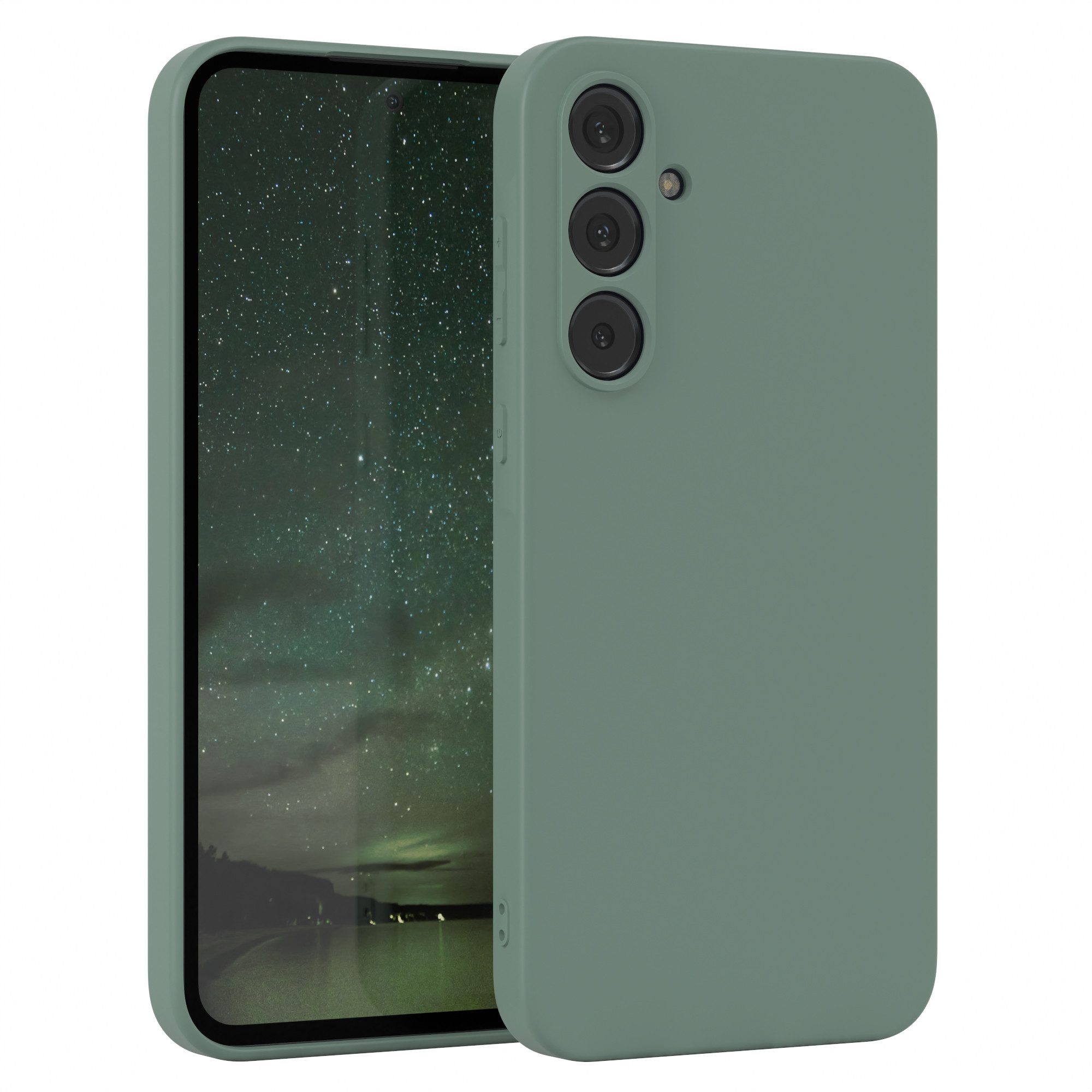 EAZY CASE Handyhülle für Samsung Galaxy A35 Hülle Silikon 6,6 Zoll, Schutzhülle mit Kameraschutz stoßfest telefonhülle Matt Dunkelgrün