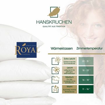 Daunenbettdecke, Royal, HANSKRUCHEN, Füllung: 100% Daunen, Bezug: 100% Baumwolle, Leicht 135 x 200 cm, hergestellt in Deutschland, allergikerfreundlich