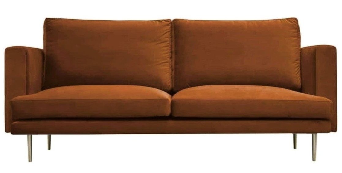 Möbel, Sofa in Dreisitzer Design mit JVmoebel Oranger Edelstahlfüßen Made luxus Neue Europe