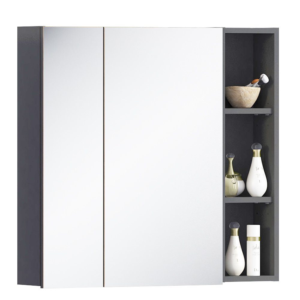 Lomadox Spiegelschrank MODENA-56 Bad 80 cm breit mit Regal in anthrazit, B/H/T: ca. 80/75/16 cm