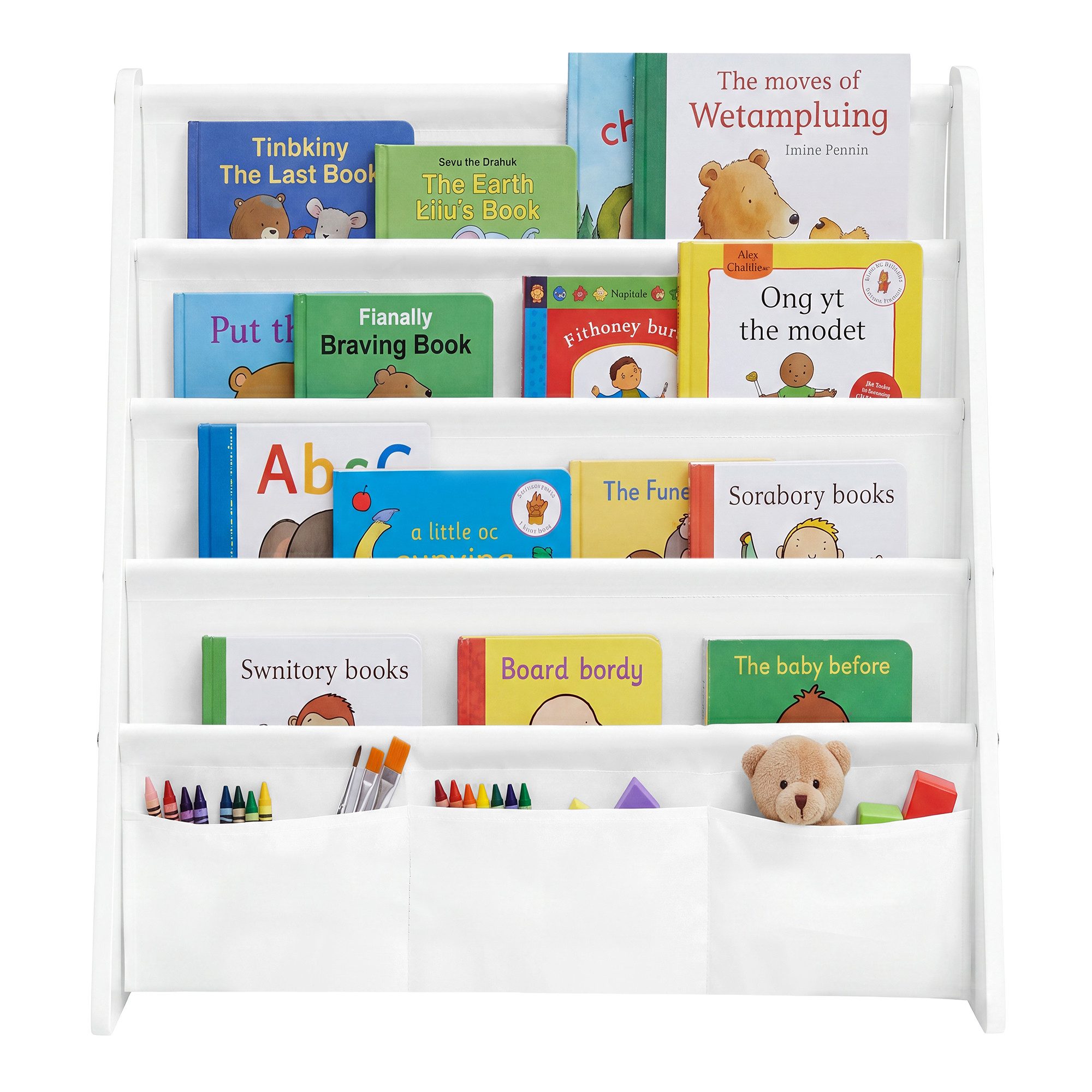 SONGMICS Spielzeugtruhe Bücherregal Kinder Kinderregal mit 4 Ebenen, 62,4 x 25 x 60 cm, für Kinderzimmer, Leseecke, und Stabil, Sicher