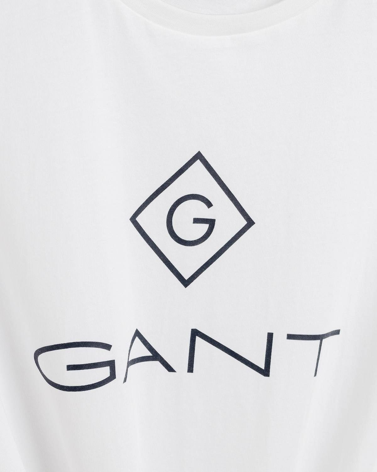 Gant T-Shirt Herren T-Shirt - Weiß Logo, T-Shirt, einfarbig Up Lock