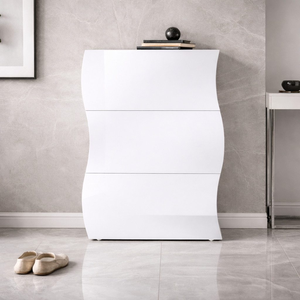 OTTO home Schuhschrank Luxor 3, Schuhklapper, Schuhkommode, Höhe 121 cm UV-lackiert, Hochglanz, grifflos, 3-Klappen