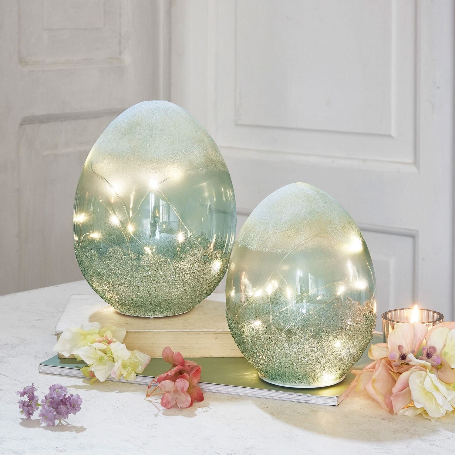 Mirabeau Lichterkette LED-Ei 2er Set Borleos grün