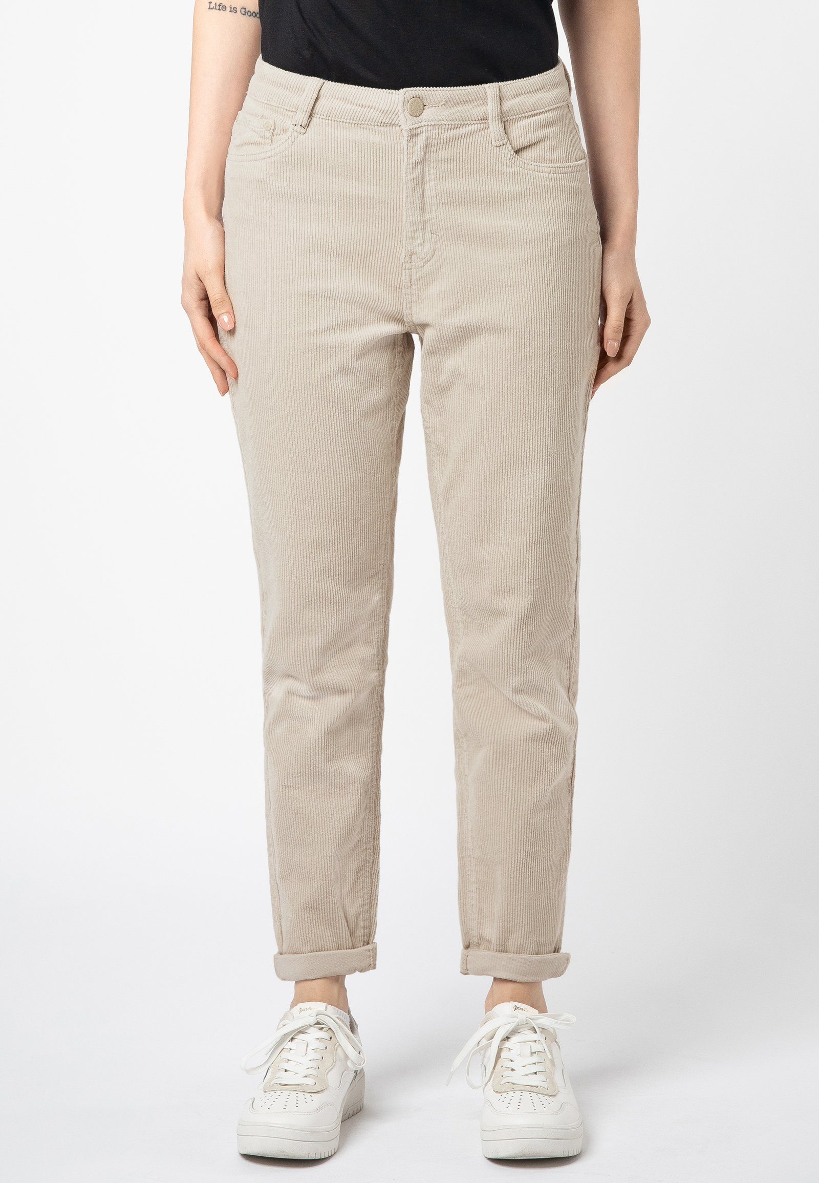 Mom Fit Hose light-beige Cord Stoffhose Eight2Nine