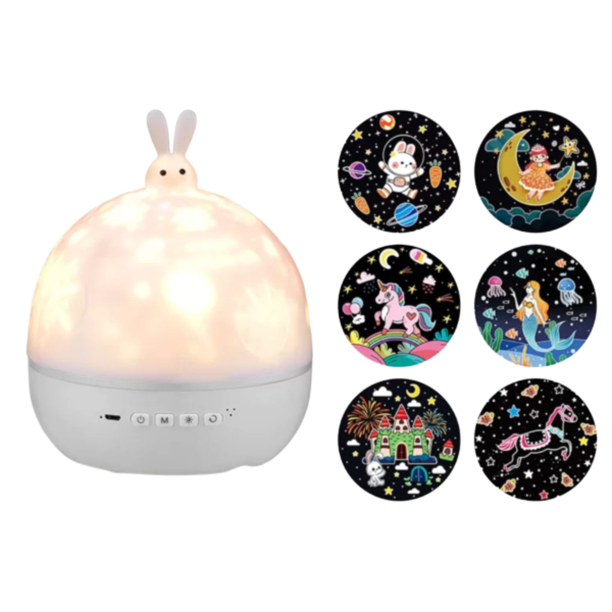 Vivitar LED-Sternenhimmel Hasen-Nachtlicht-Projektor für Kinder mit 15 Mustern, 360°-Drehung, Wiederaufladbar & kabellos, 1200-mAh-Akku, über USB aufladbar, Fernbedienung, Nachtlicht für das Kinderzimmer, Baby-Nachtlicht, Dekoration, Geschenk für Mädchen